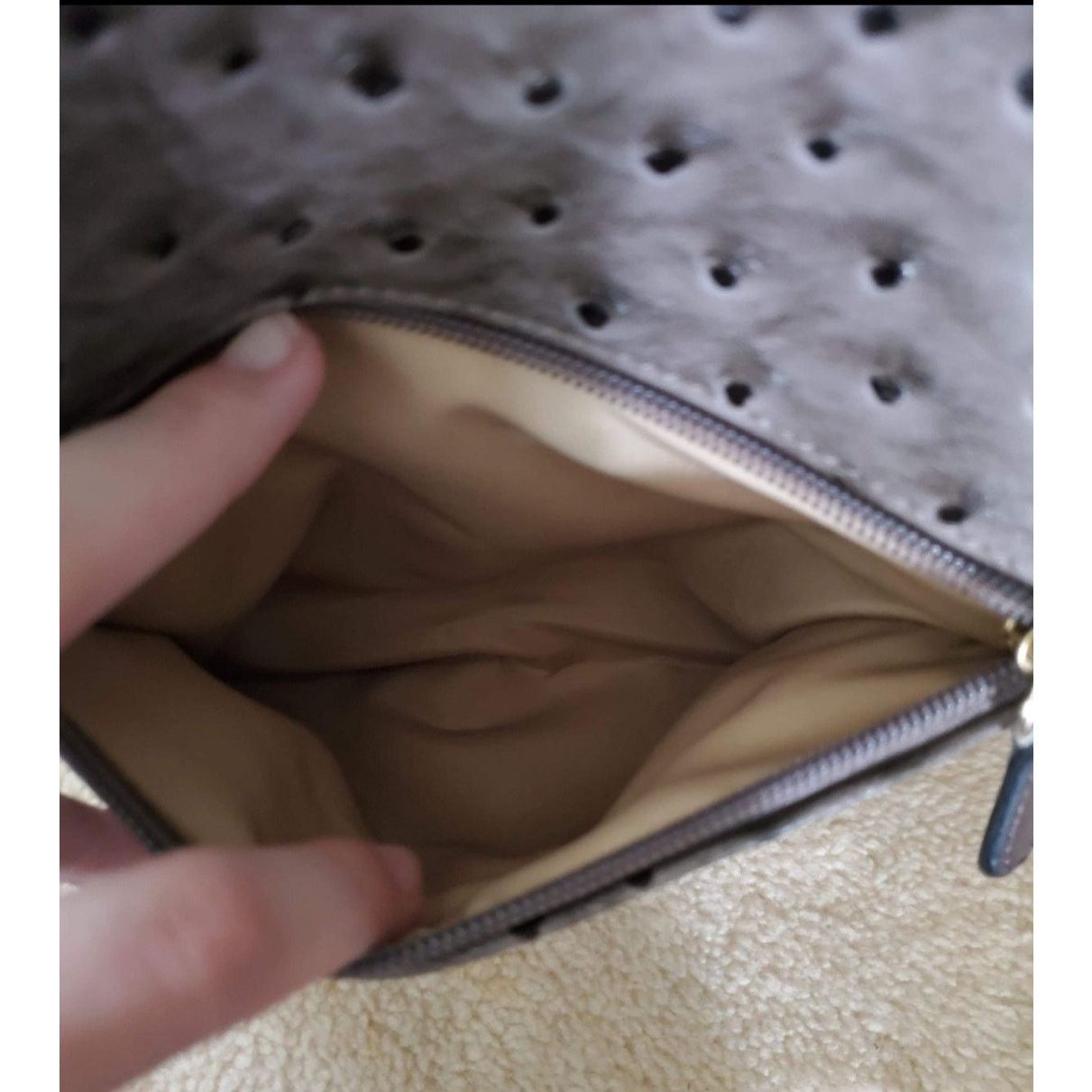 Giani Bernini Giani Bernini Ostrich-Embossed Tote Bag Purse Gray Size ONE SIZE - 9 Thumbnail