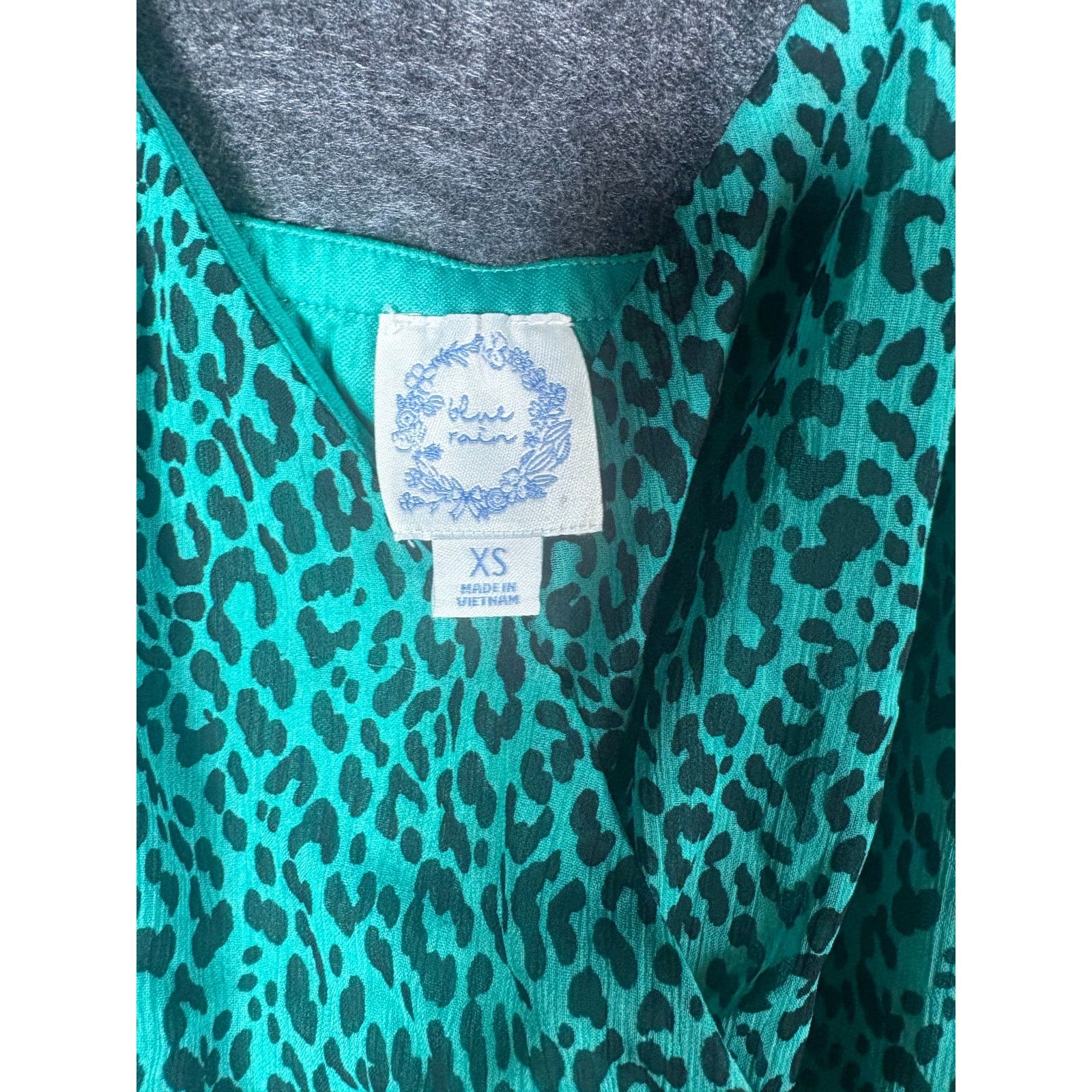 Rains Blue Rain Green Leopard Print Romper Flowy Size XS #0486 Size 24" / US 00 / IT 34 - 3 Thumbnail