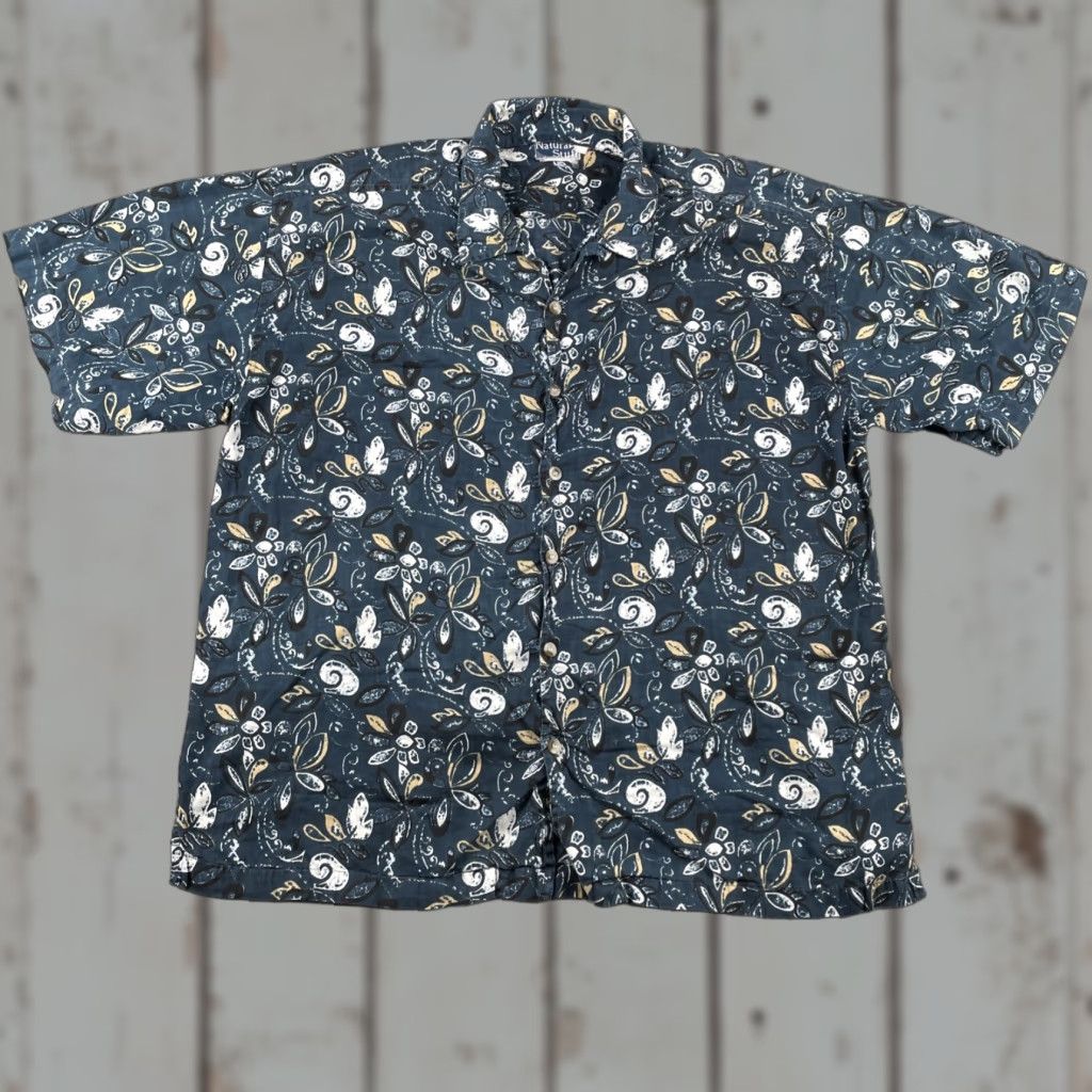 Vintage VINTAGE Natural Stuff Shirt XL Short Sleeve Button-Up Floral Deep Blue X-Large Boys Men Womens Size US XL / EU 56 / 4 - 1 Thumbnail