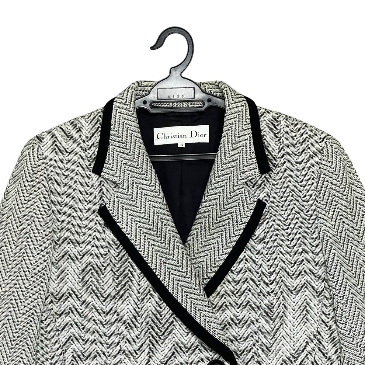 Dior Archive Vintage 90s Christian Dior Herringbone Wool Blazer Size M / US 6-8 / IT 42-44 - 8 Thumbnail