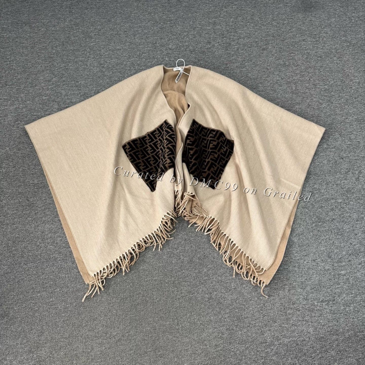Fendi Fendi Wool Cashmere Double F Pocket Fringe Cape Size S / US 4 / IT 40 - 1 Thumbnail