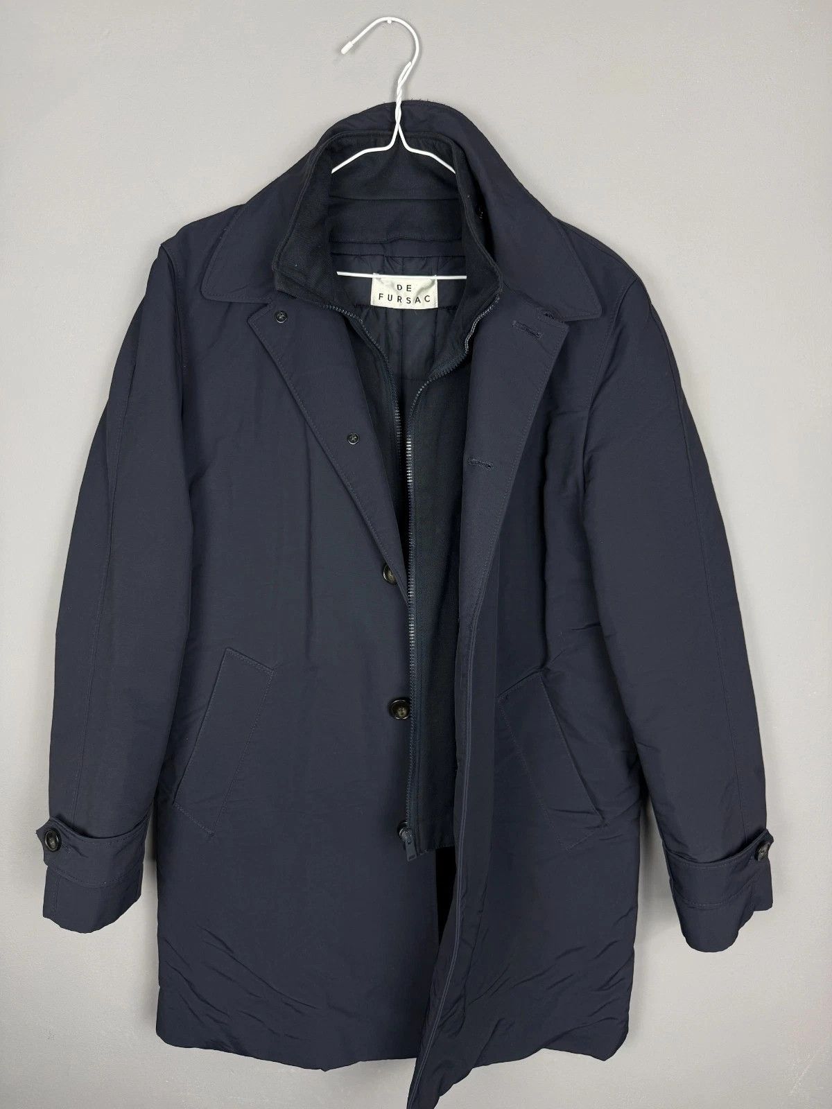 De Fursac De Fursac Navy Blue Coat Jacket Cloth Parka RRP 900$ Size US L / EU 52-54 / 3 - 1 Thumbnail