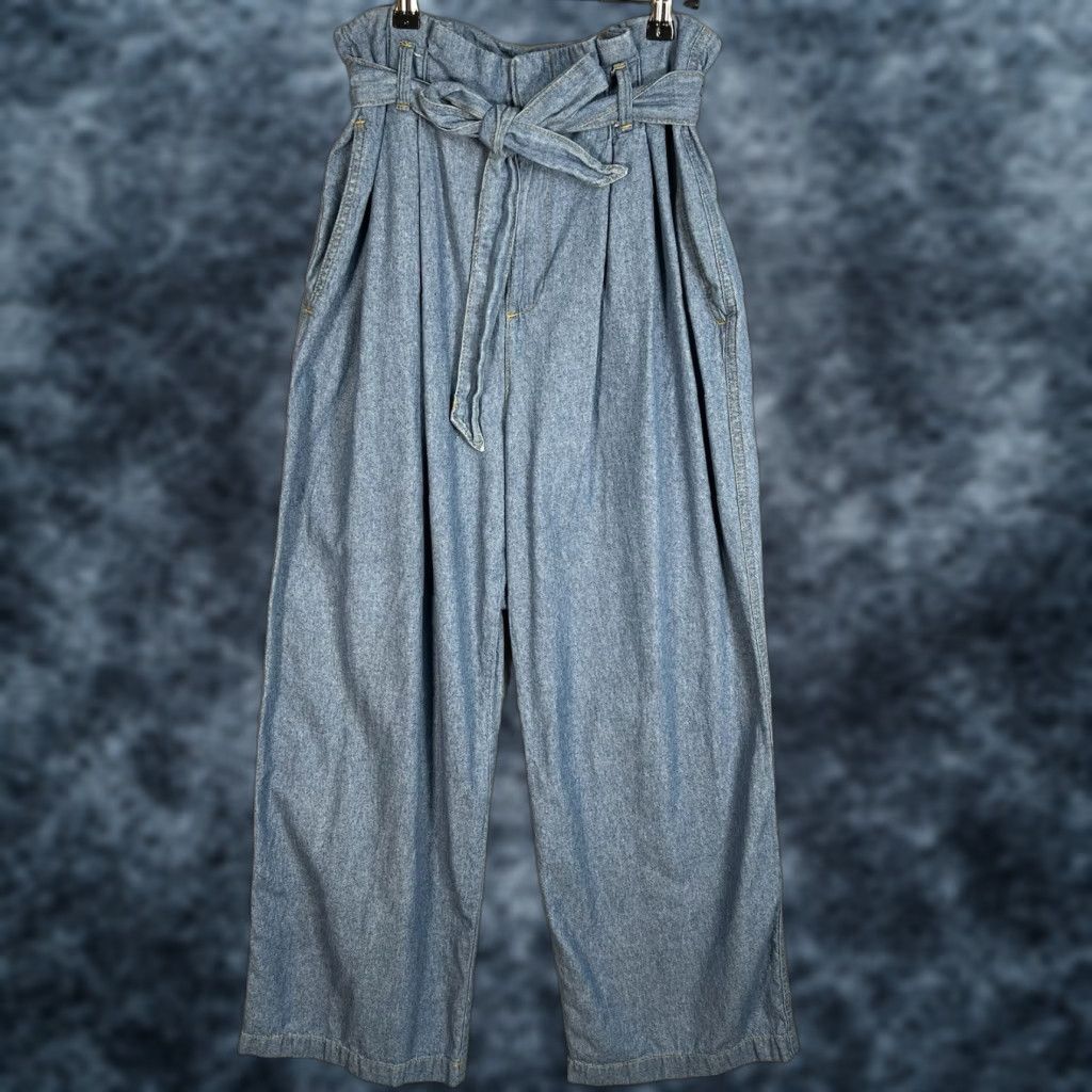 Zara VINTAGE Zara Women's Jeans Wide-Leg Belted Elastic Waist Denim Pants Blue 2 Adults Womens Medium 26 in 29.5 in 8/10 Ships Next Business Day Size 26" / US 2 / IT 38 - 1 Thumbnail
