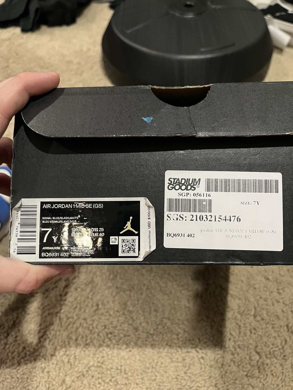 Jordan Brand air jordan 1 mid se blue 7Y Size US 7 / EU 40 - 2 Thumbnail