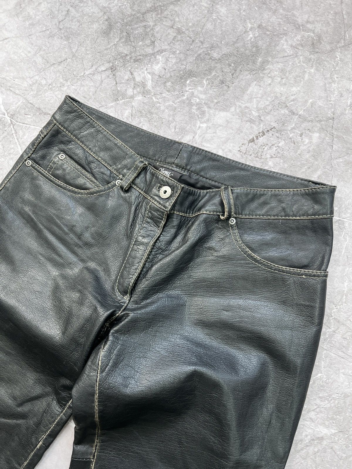 14th Addiction × Vintage VINTAGE zipper 14thaddiction style moto leather 90s pants Size US 30 / EU 46 - 6 Thumbnail