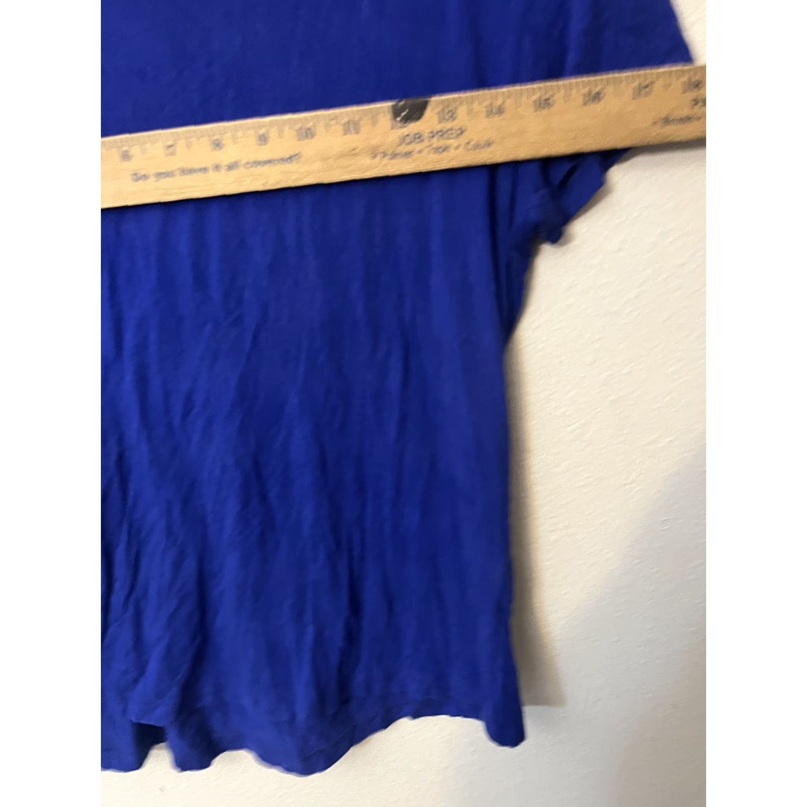 Vintage V Neck Cable & Gauge Blouse Royal Blue Short Sleeve Petite Large Size L / US 10 / IT 46 - 5 Thumbnail