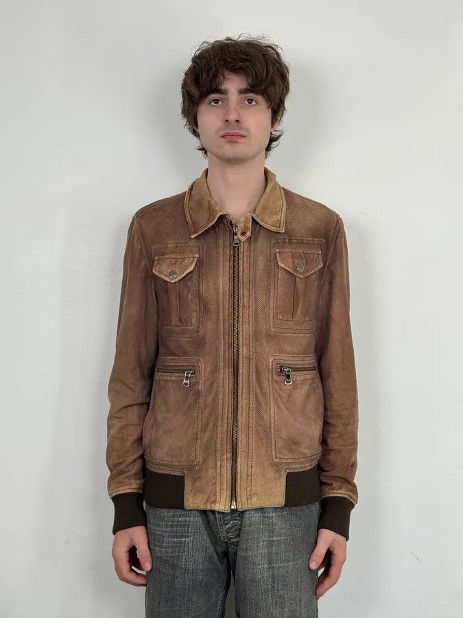 Dolce & Gabbana AW2008 Dolce & Gabbana Brown Perfored Aviator Classy Leather Jacket Size US M / EU 48-50 / 2 - 2 Thumbnail