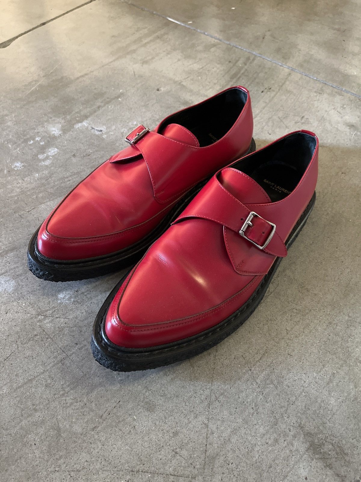 Saint Laurent Paris Saint Laurent Red Monk Strap Creepers | Grailed