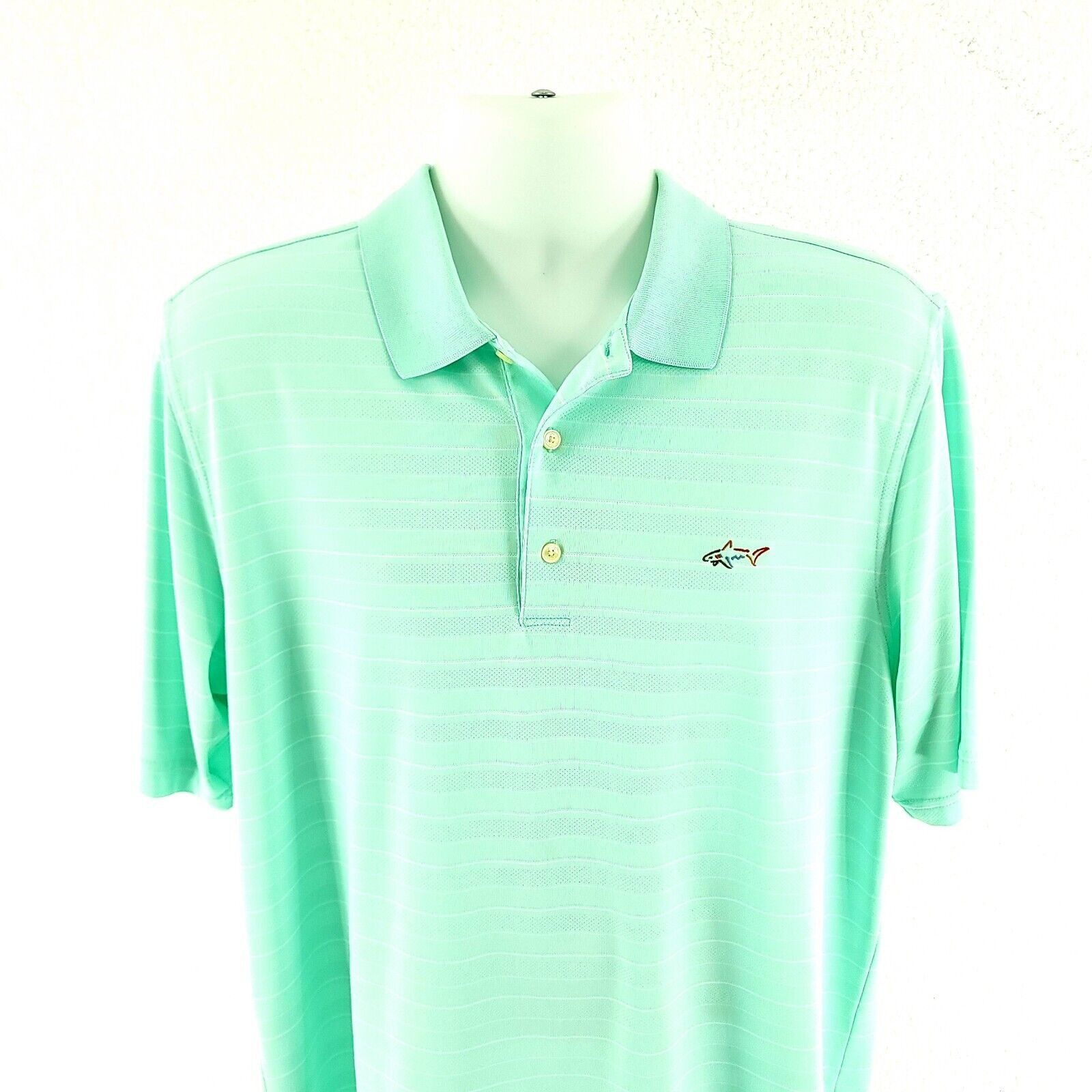 Greg Norman Greg Norman Large Play Dry Seafoam Green Striped Collared Po Size US L / EU 52-54 / 3 - 1 Thumbnail