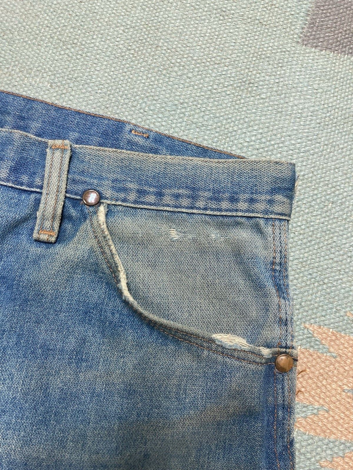 Vintage × Wrangler 70s wrangler jeans faded denim straight leg talon farm 34x28 Size US 34 / EU 50 - 5 Thumbnail