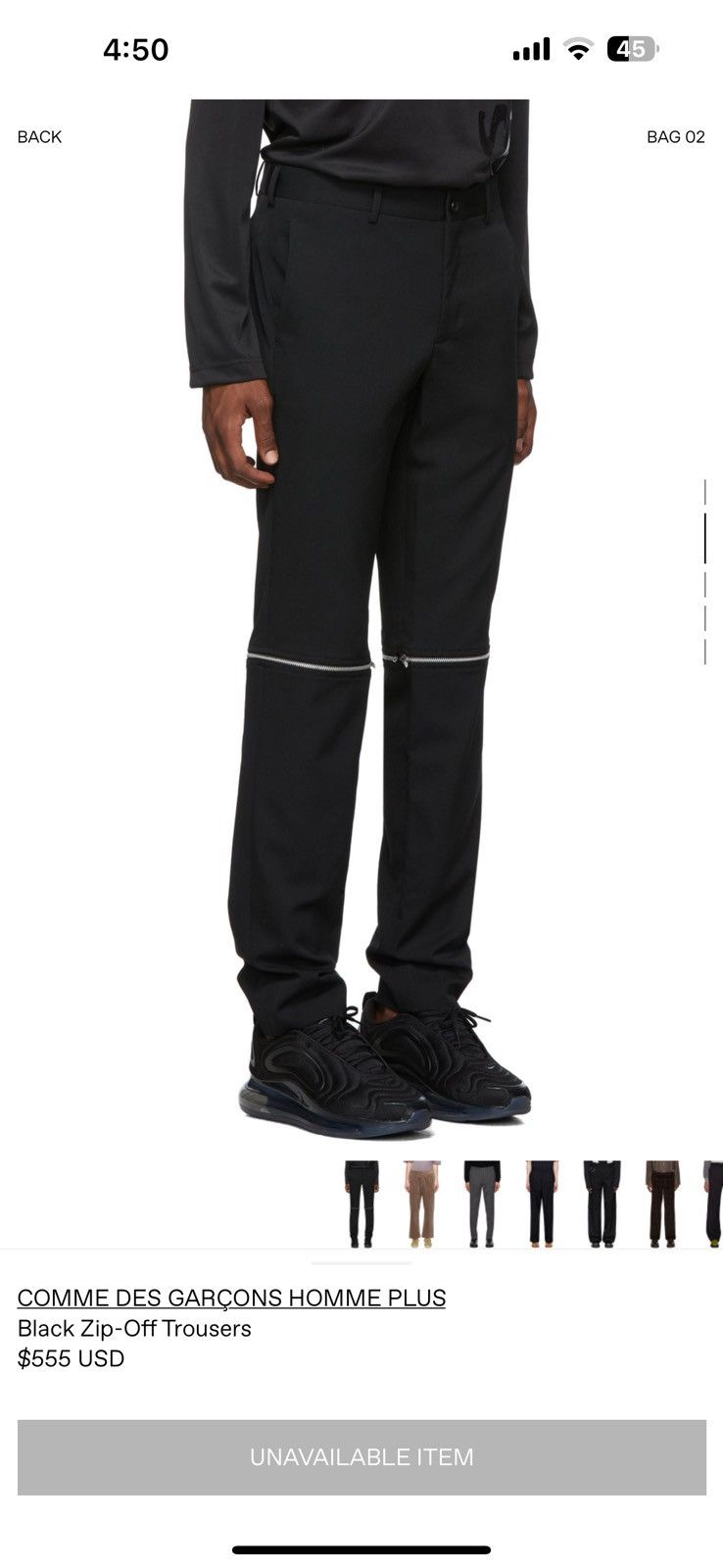 Comme des Garcons Homme Plus Black Zip-off wool trousers Size US 31 - 5 Thumbnail