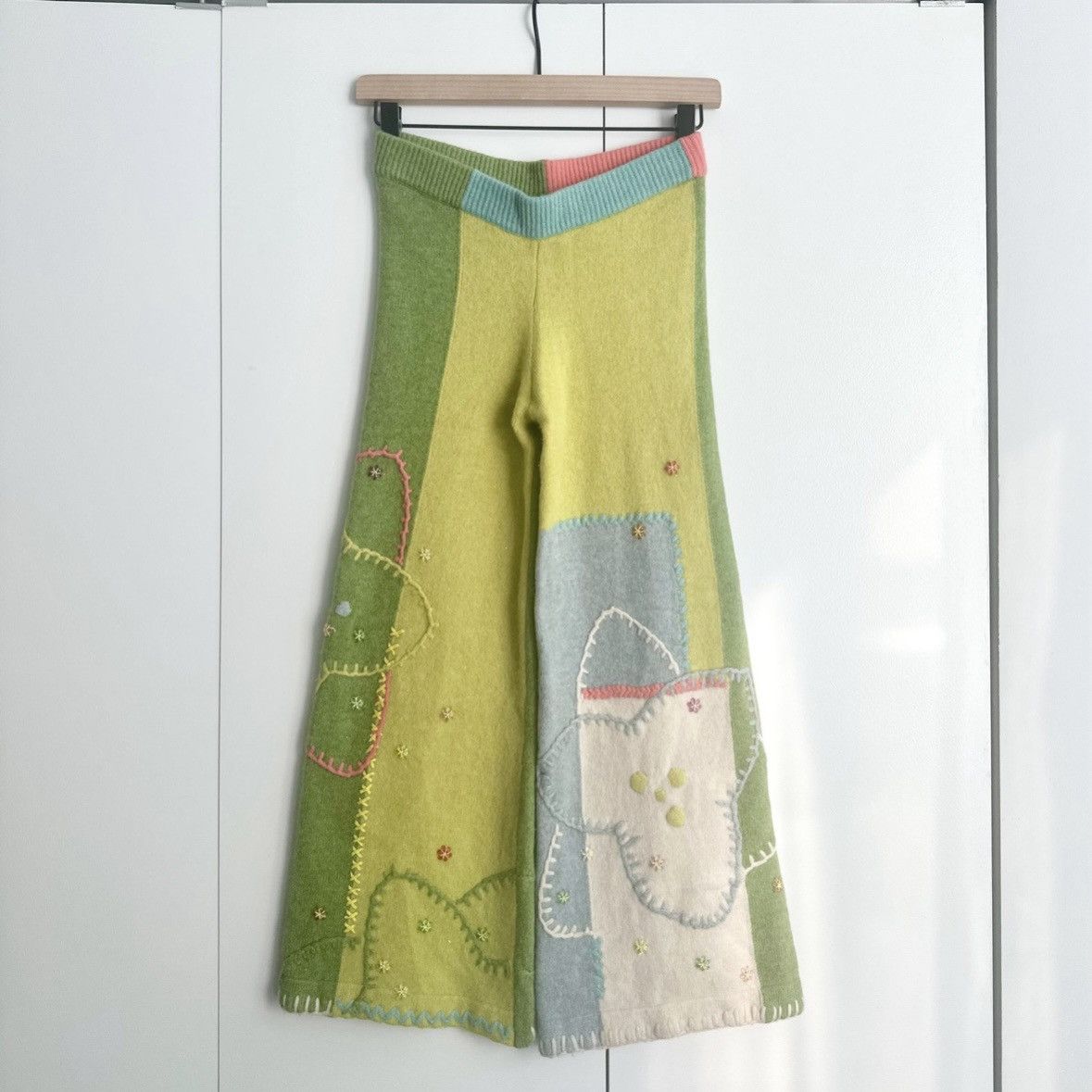 Yan Yan Knits YanYan Sunblock Colorblock Lambswool Wide Leg Pants NWOT Size 27" / US 4 / IT 40 - 7 Thumbnail