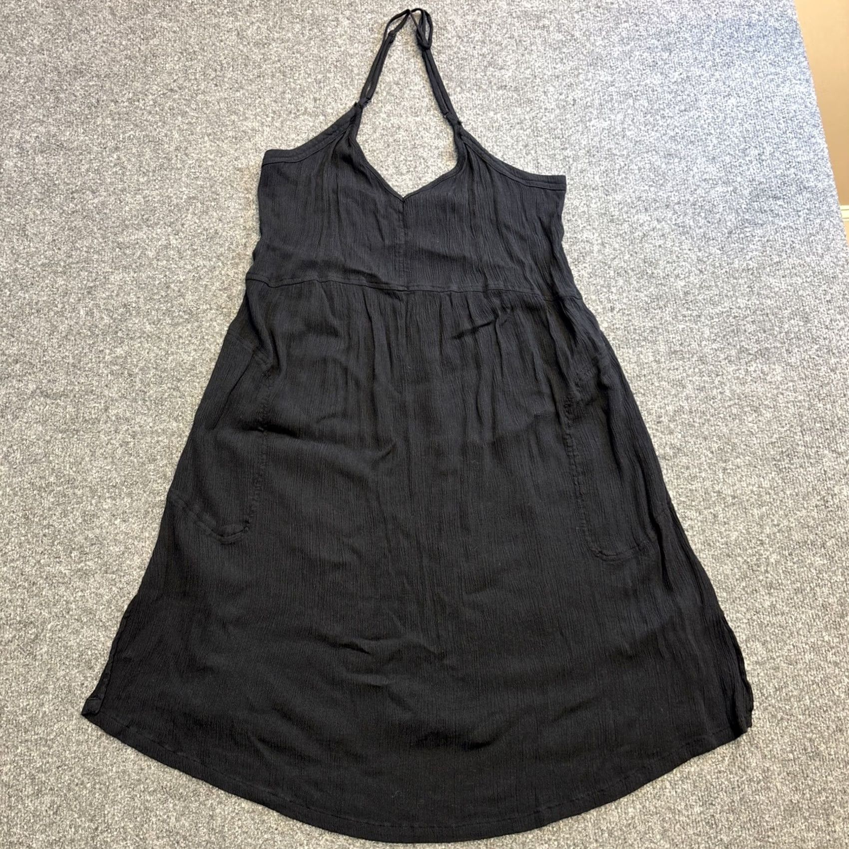 Prana Prana V-Neck Asymmetrical Hem Black Strappy Cross Open Back Mini Dress S Boho Dress Shirt category not needed; rely on original words. Size S / US 4 / IT 40 - 2 Thumbnail