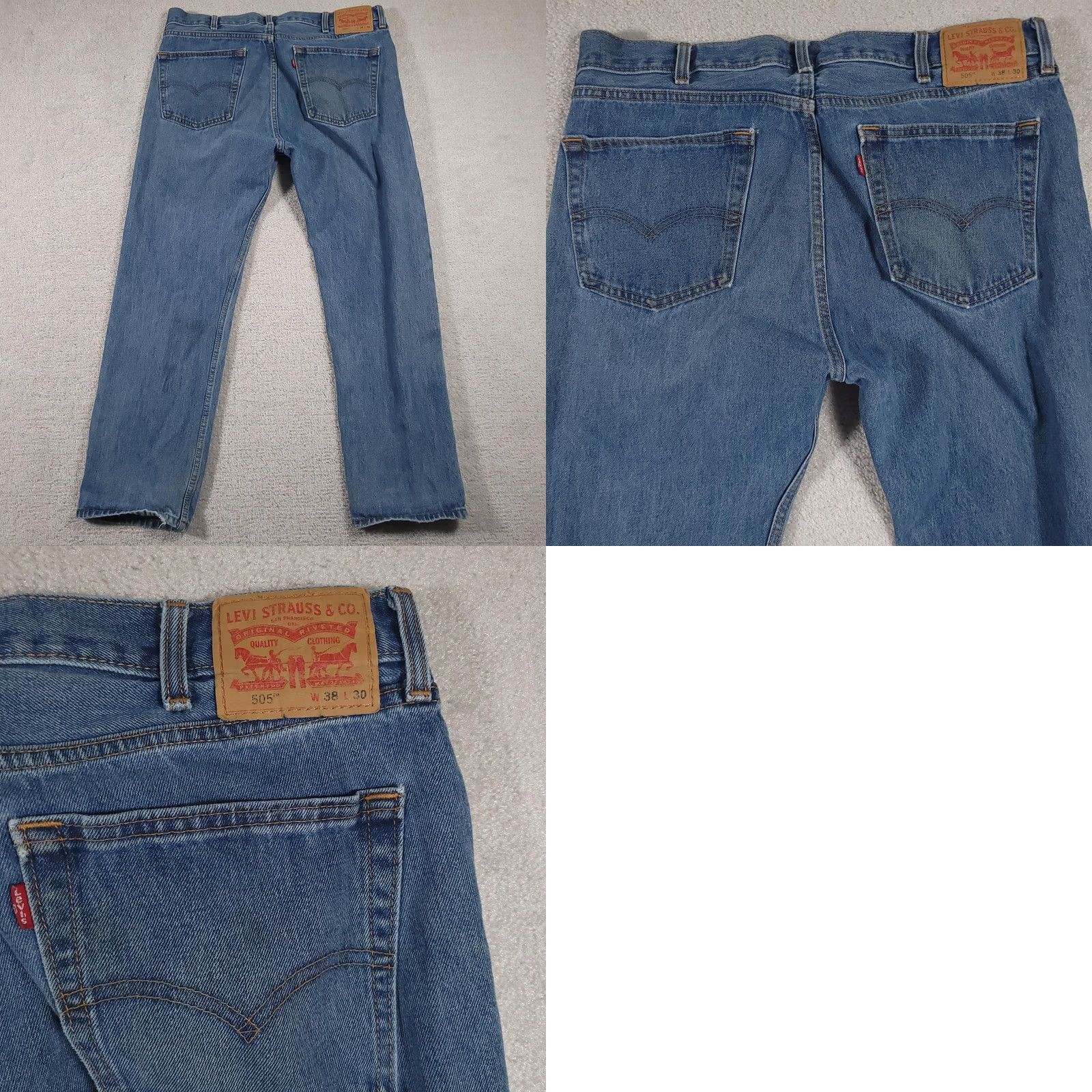 Levi's Levi's 505 Jeans Mens 38x30 Blue Denim Regular Fit Straight Leg Cotton Pockets Zipper Vintage: No Women? Size US 38 / EU 54 - 10 Thumbnail
