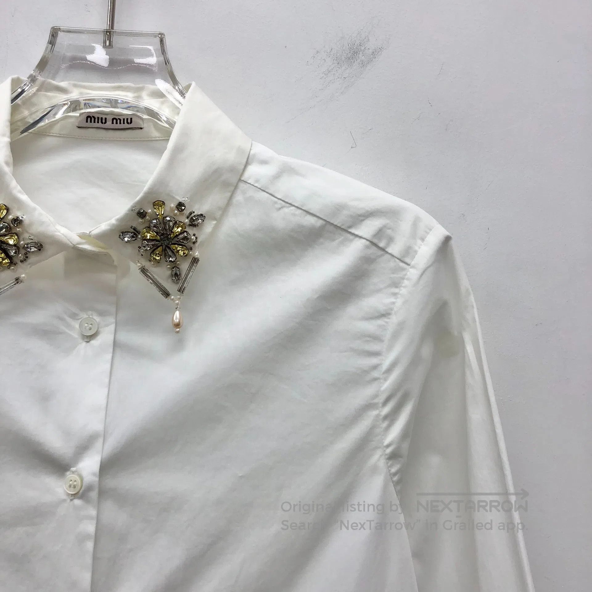 Miu Miu Miu Miu White collar diamond-studded design cotton collar Size XS / US 0-2 / IT 36-38 - 3 Thumbnail