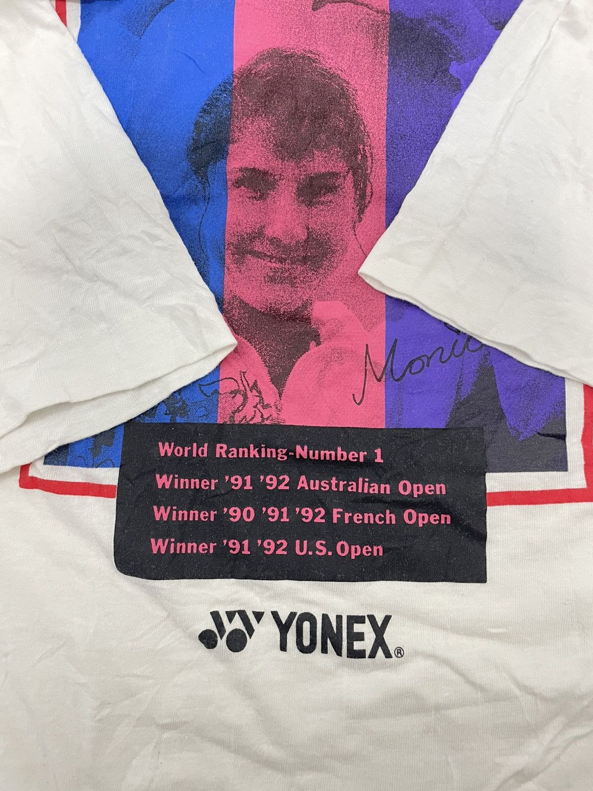 Vintage Vintage 90s Yonex Monica Seles T-Shirt Size US L / EU 52-54 / 3 - 3 Thumbnail