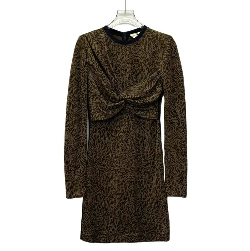 Fendi Brown Long Sleeve Dress Size S 0089