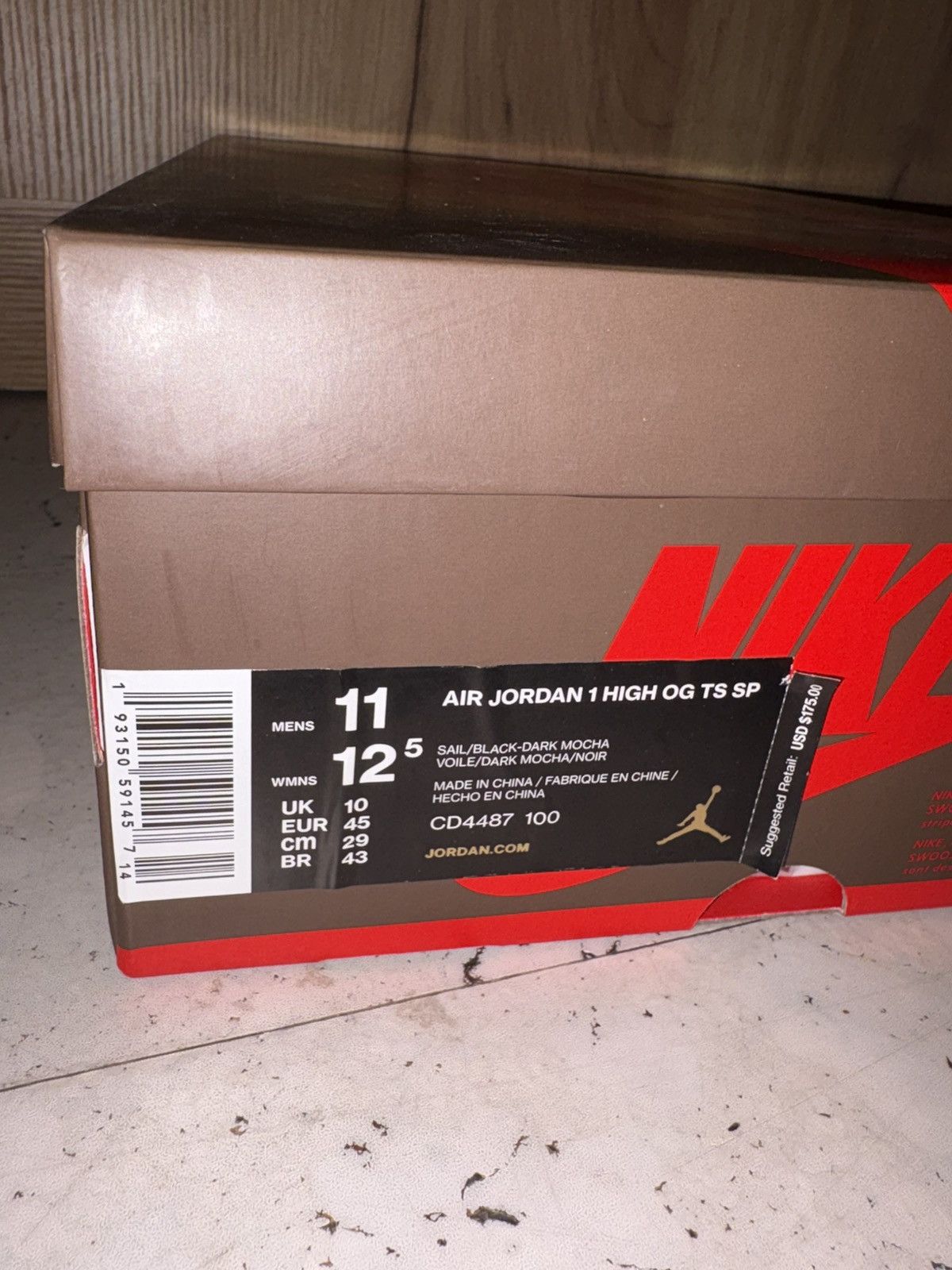 Jordan Brand Jordan 1 Retro High OG SP Travis Scott mocha Size US 11 / EU 44 - 10 Thumbnail