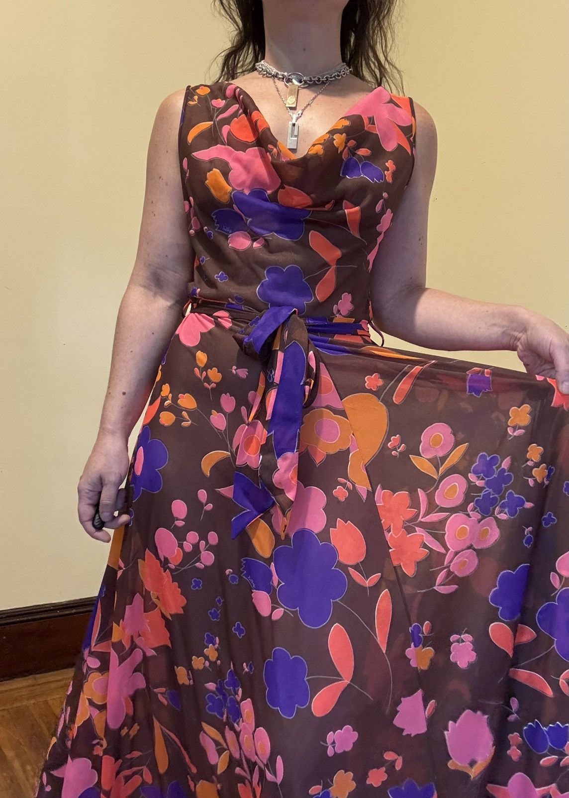 Lilly Pulitzer Vtg 70s Lilly Pulitzer for Neimen Marcus Floral A-Line Maxi Size XXS / US 00 / IT 34 - 4 Thumbnail