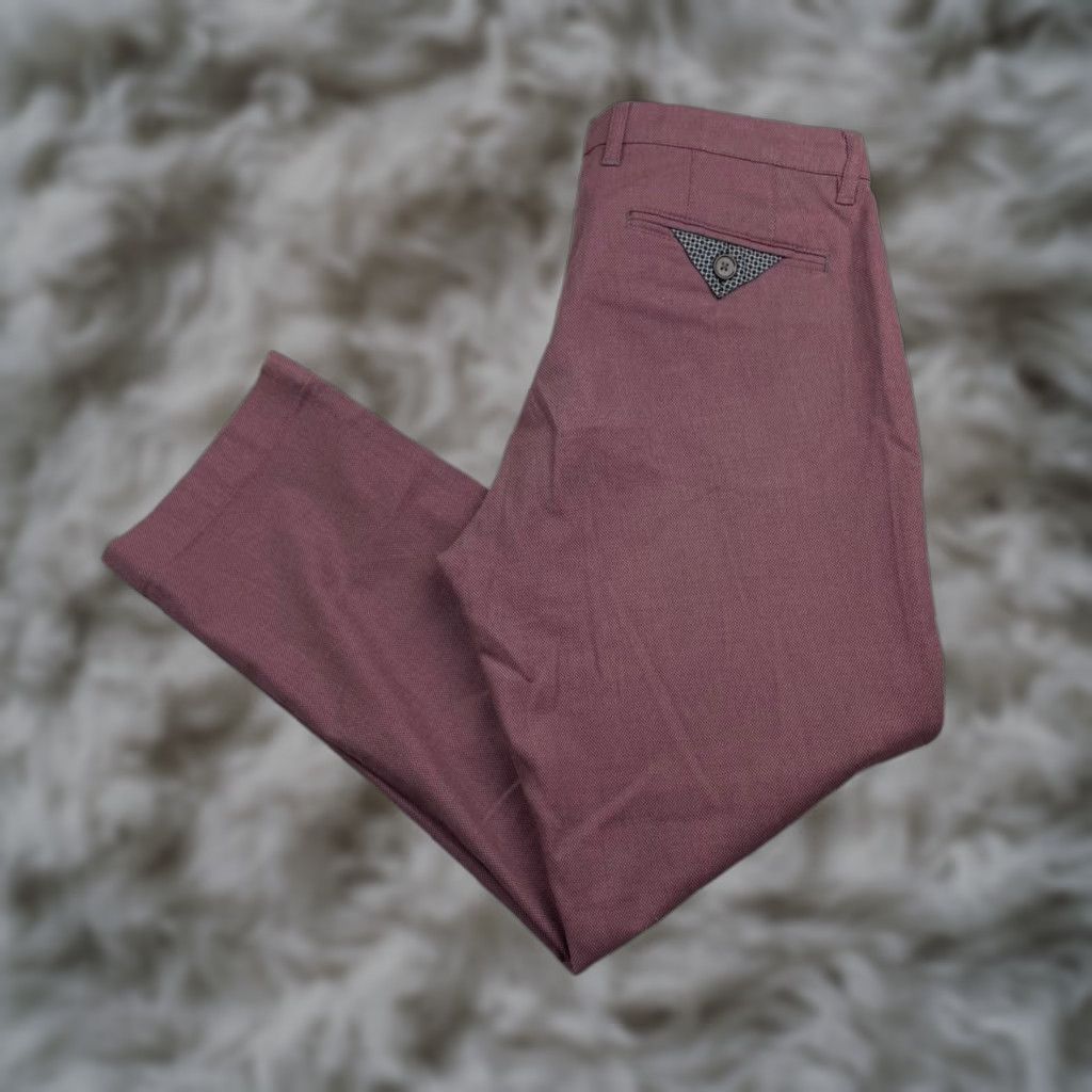 Ted Baker Chino Pants Men's Regular Fit 33x28 Maroon Cotton Straight Flat Front