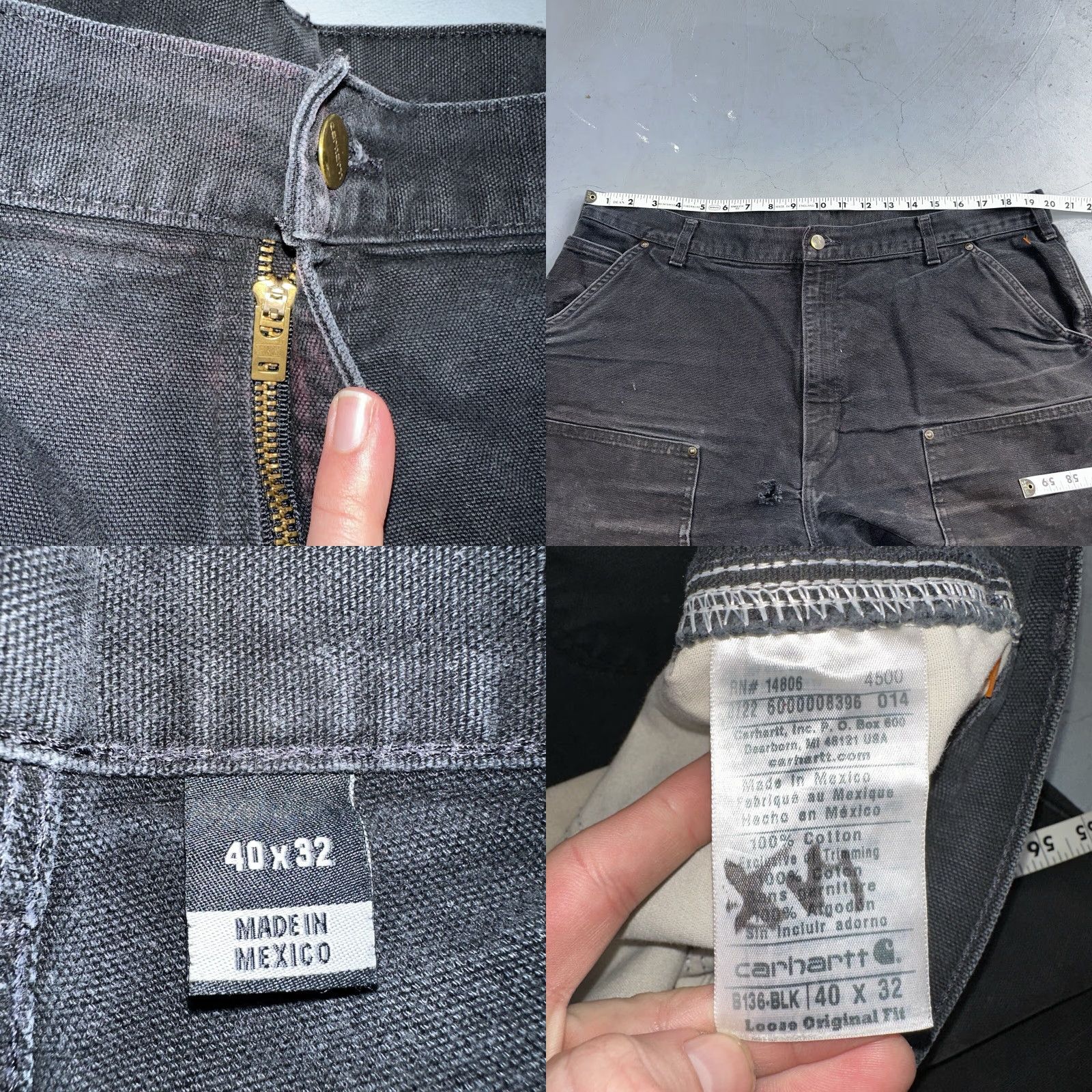 Carhartt VINTAGE Carhartt Pants Carpenter Straight Black 40x32 Men Regular Cotton Canvas Double Knee Belt Loops USA 40 32 B01 BLK Size US 40 / EU 56 - 8 Thumbnail