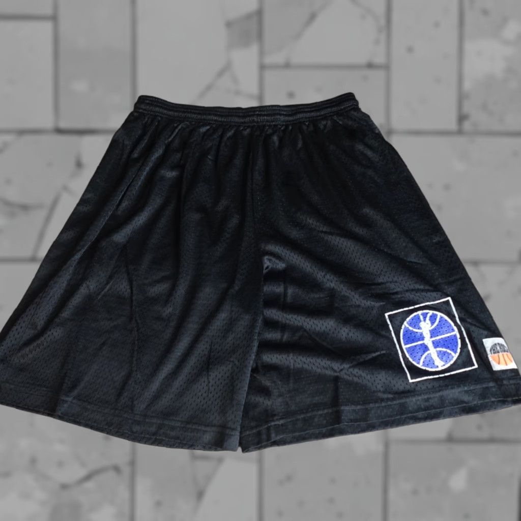 Vintage VINTAGE The Rock Shorts Large Black Perforated Satin Athletic Men L Satin Black Basketball Shorts Size US 33 - 1 Thumbnail