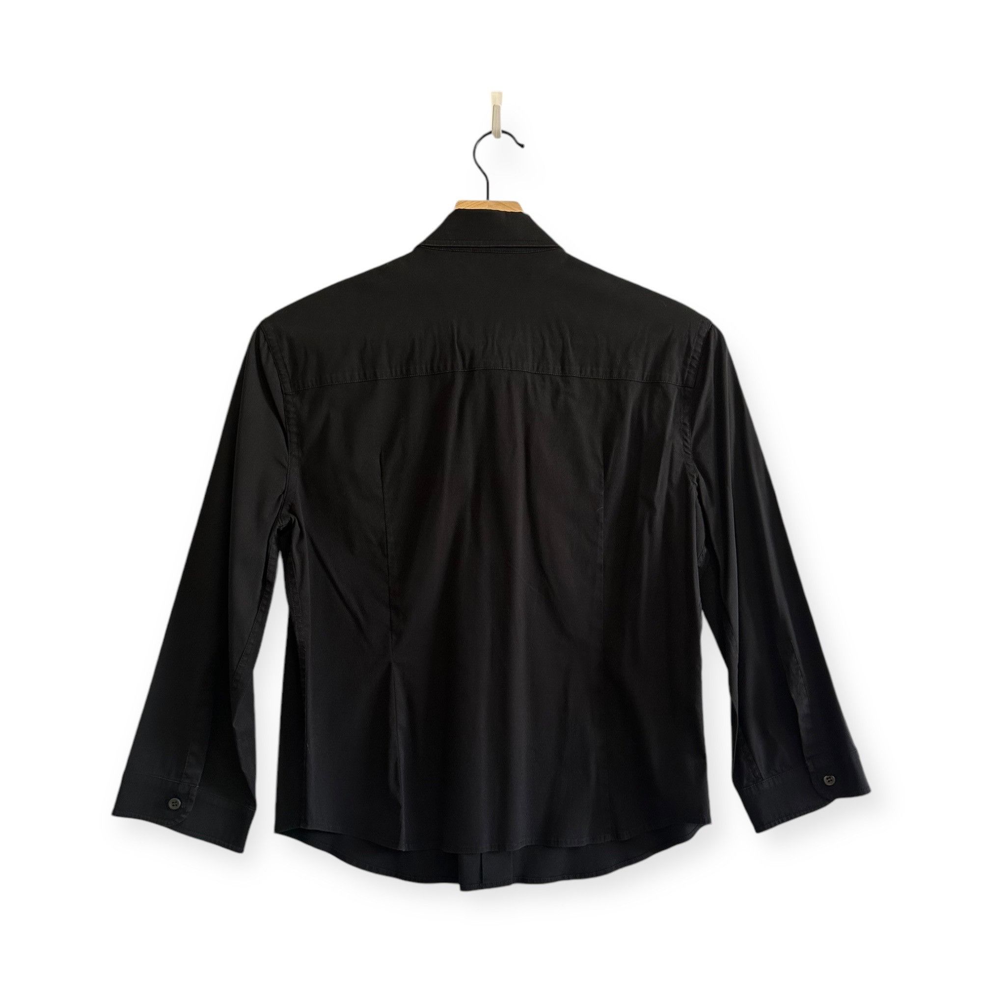 Prada Black Stretch Cotton Shirt Epaulettes Made in Italy,