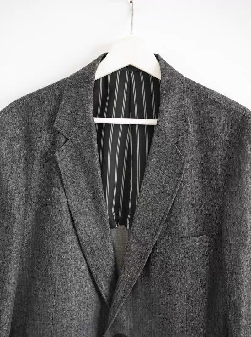 Yohji Yamamoto Yohji Yamamoto 10SS Striped Sleeve White-Stitch Blazer Size 40R - 3 Thumbnail