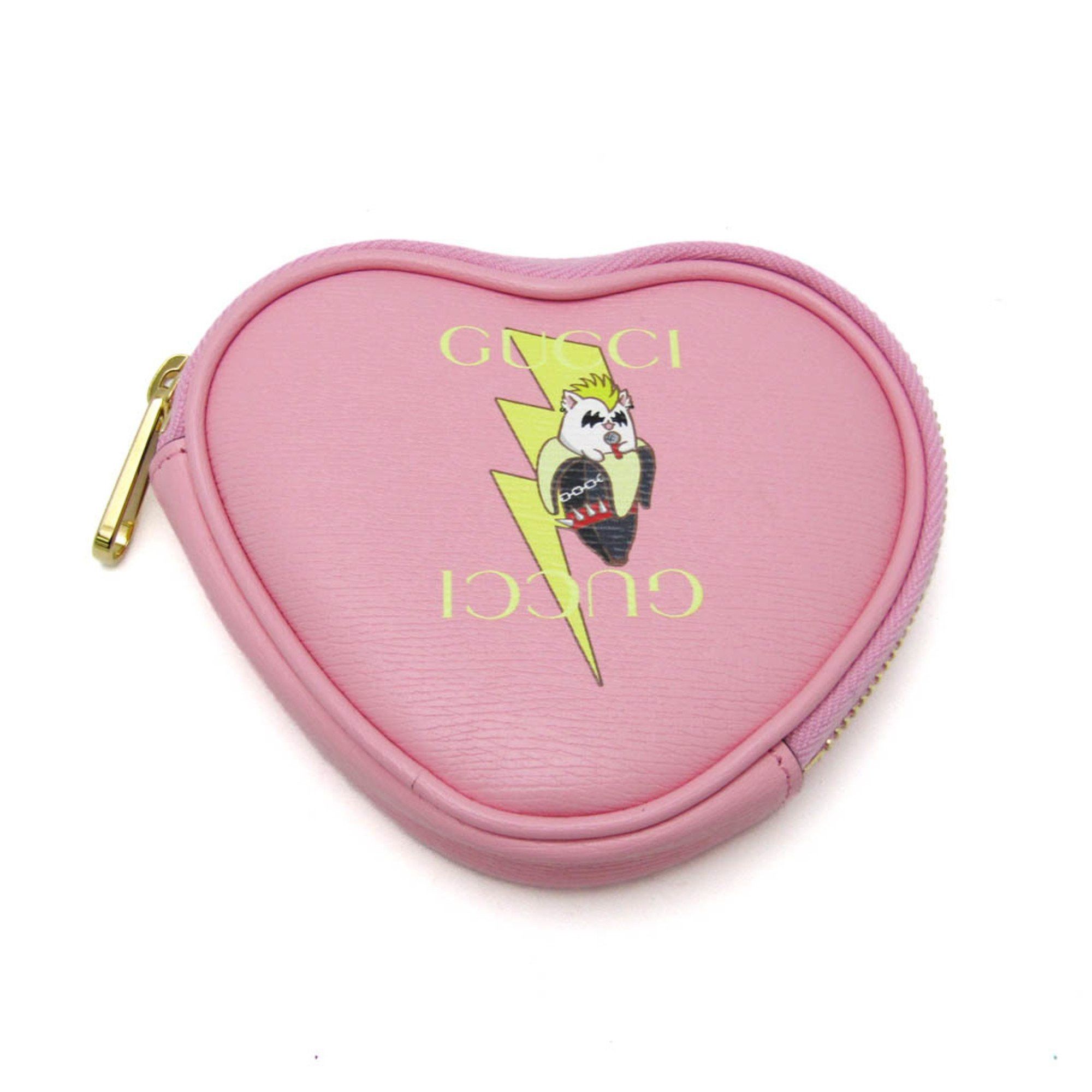 Gucci X Bananya Collaboration Heart Banana Lightning 701062 Women's Leather Coin Purse/coin Case Multi-color,Pink