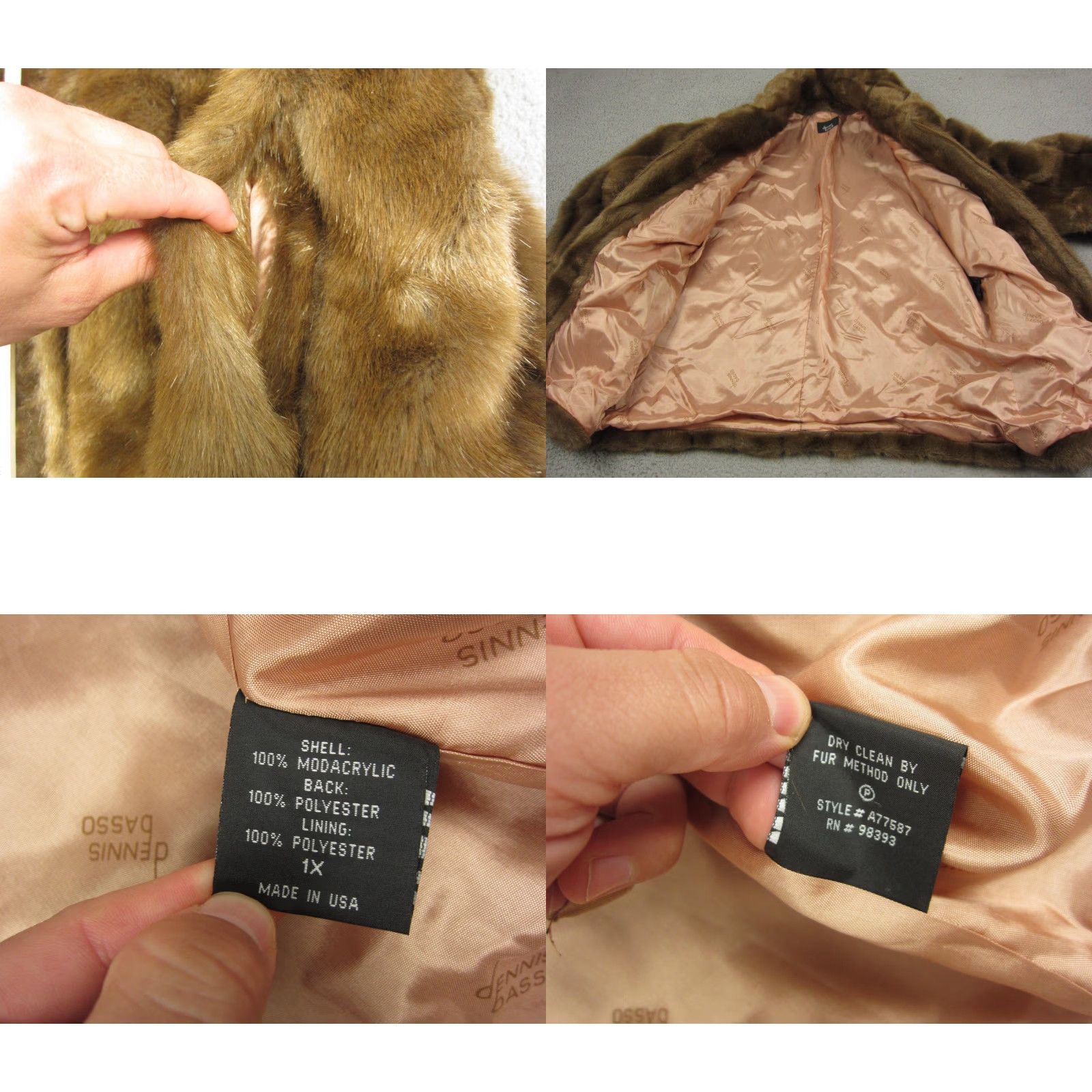 Vintage VINTAGE Dennis Basso Fur Coat Jacket Womens 1X Plus Brown Full Zip Winter 70s Size XL / US 12-14 / IT 48-50 - 9 Thumbnail