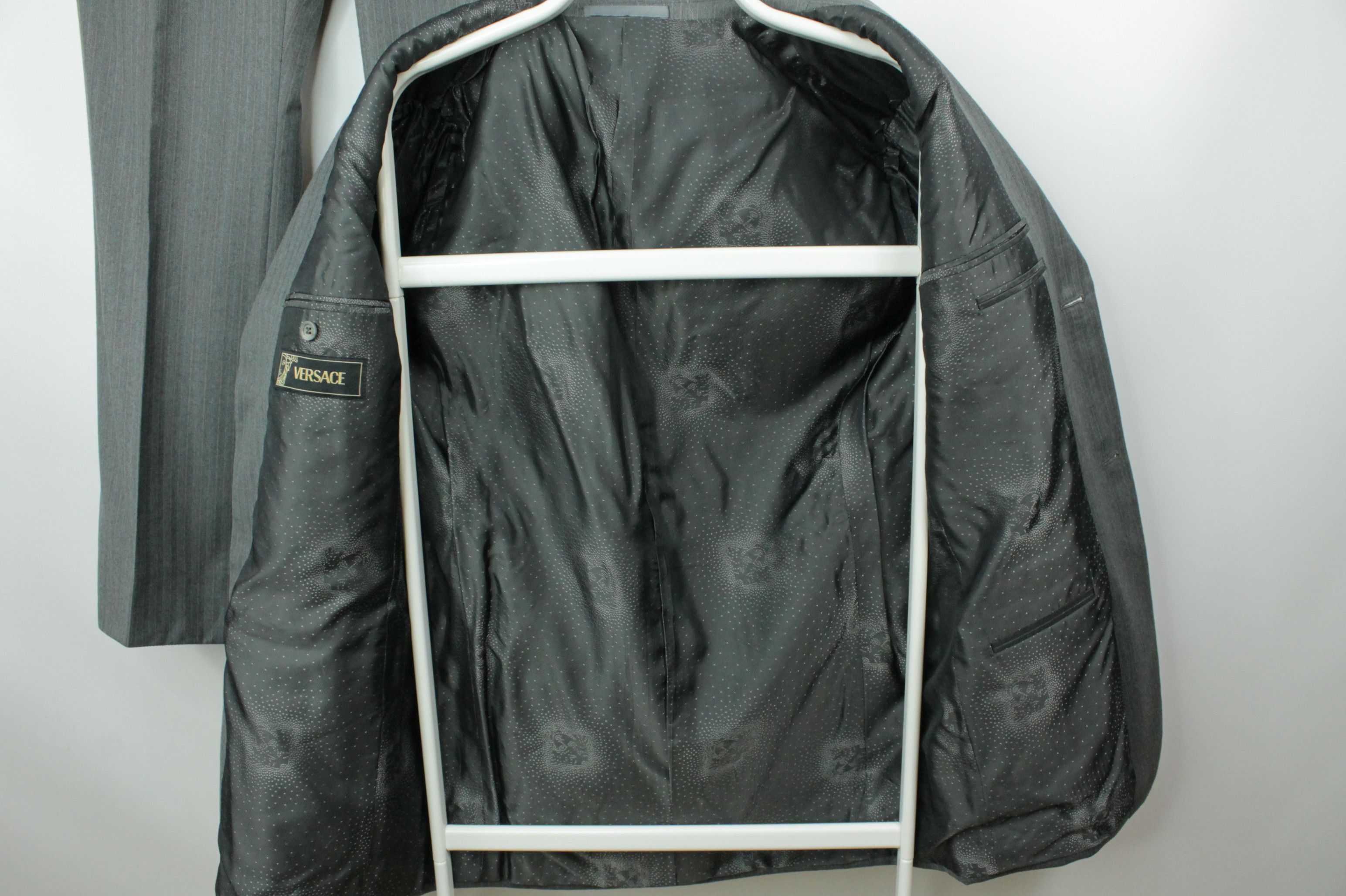 Versace Versace Micro Herringbone Gray Wool Formal Men's Suit Size 40R - 11 Thumbnail