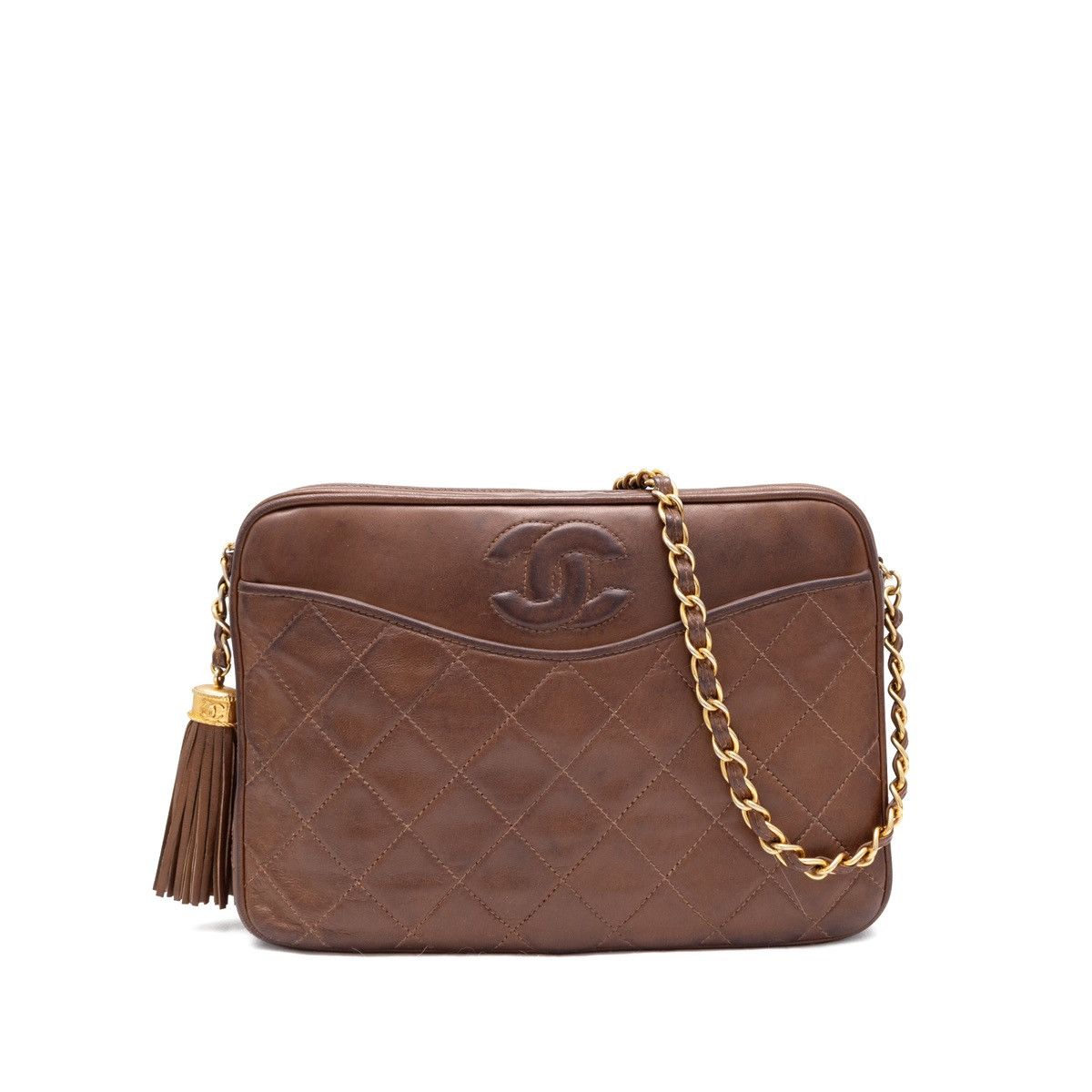 Chanel × Vintage Chanel 1986-1988 Tassel Camera Bag 24k Gold Plates Hardware Size ONE SIZE - 2 Thumbnail