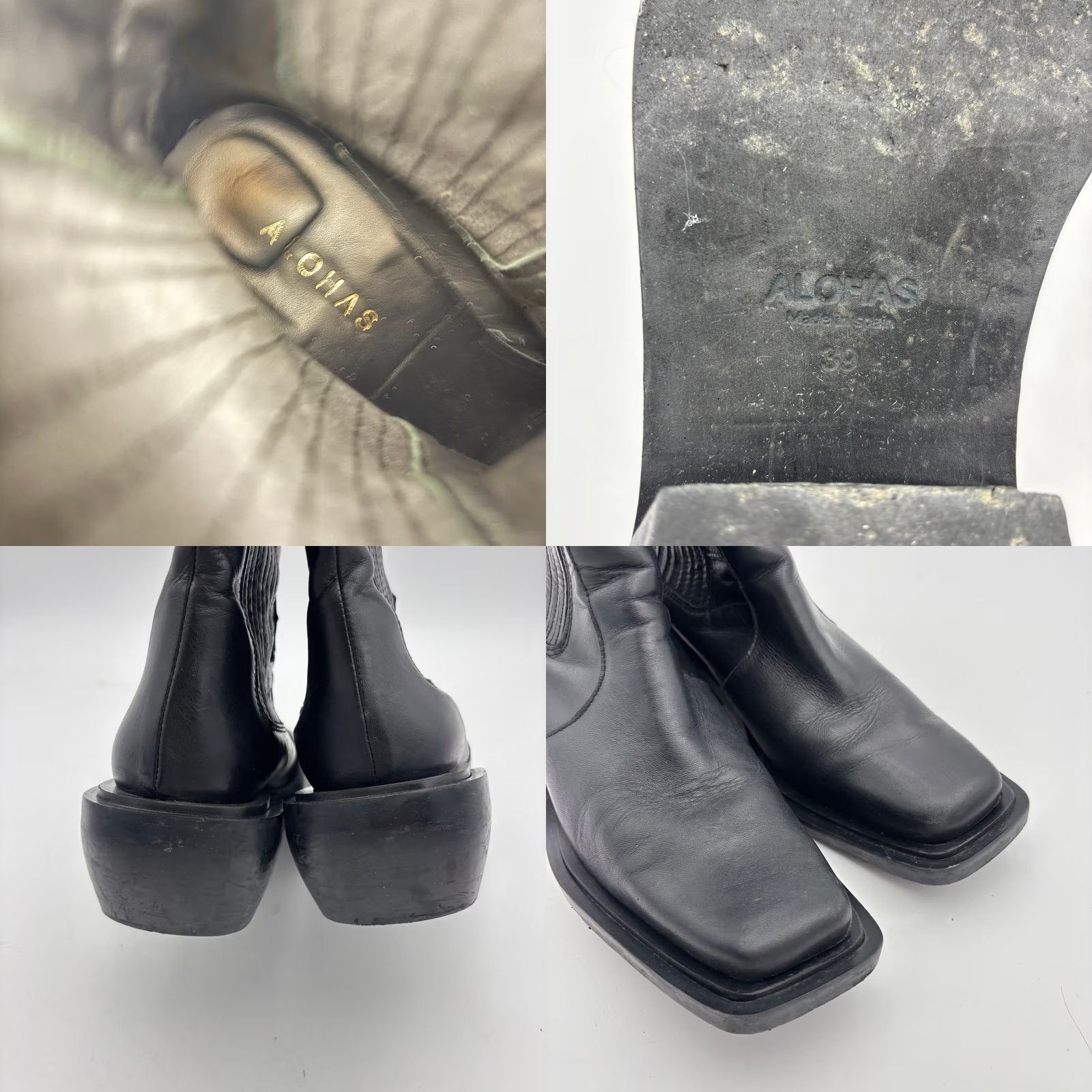 ALOHAS Alohas Leather Ranch Boots Western Black 39 US 8.5 Women's Size US 9 / IT 39 - 8 Thumbnail