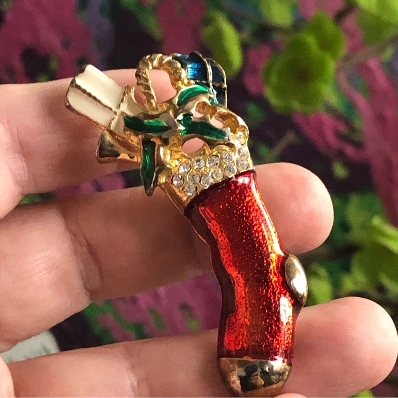 Vintage Vintage Christmas stocking brooch pin pendant Size ONE SIZE - 3 Thumbnail