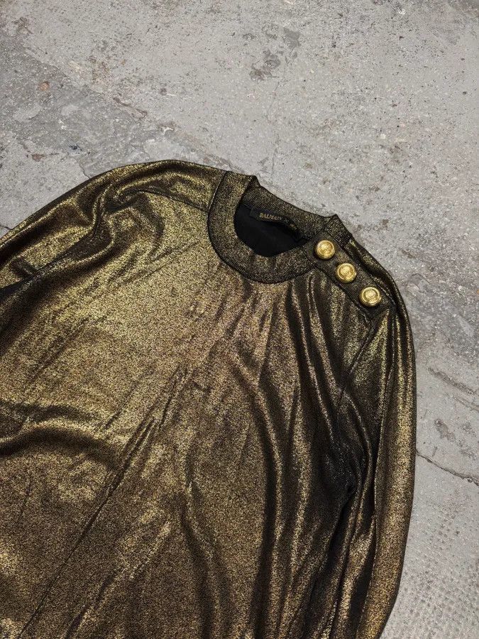 Balmain × Designer × Vintage AW2015 Balmain Golden Buttons Shiny Sweater Size S / US 4 / IT 40 - 5 Thumbnail
