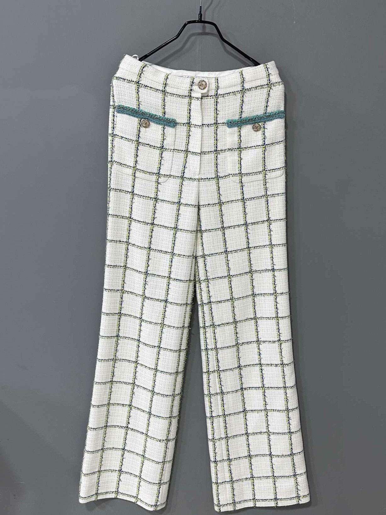 Chanel Chanel Casual Plaid Green Pants 36 Women Size 36" / US 14 / IT 50 - 1 Thumbnail