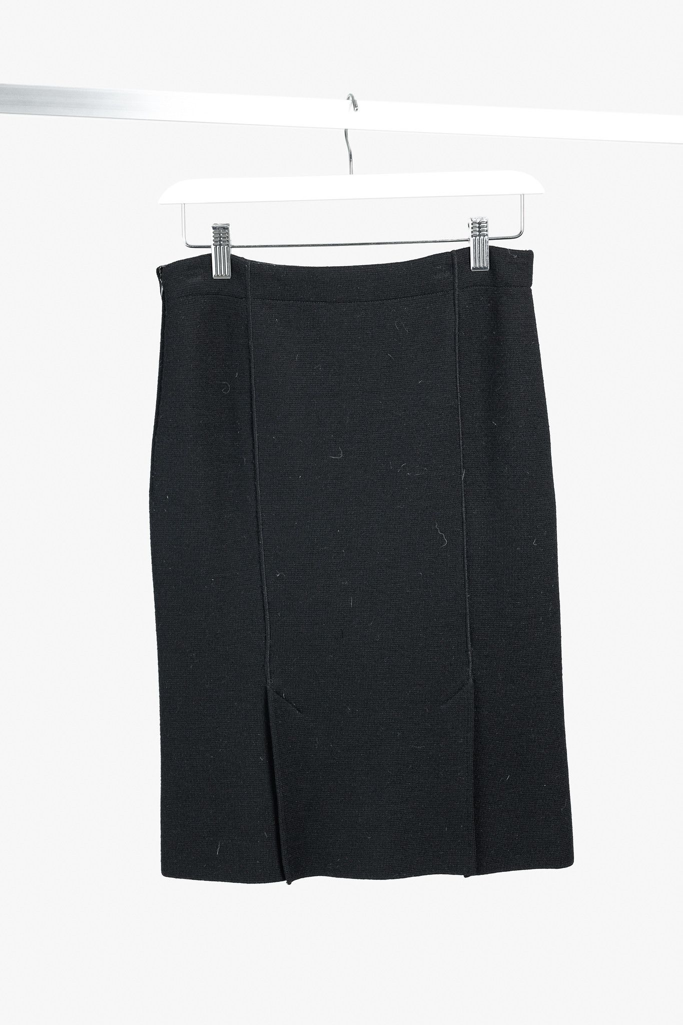 Valentino Vintage Black Merino Wool Pencil Skirt