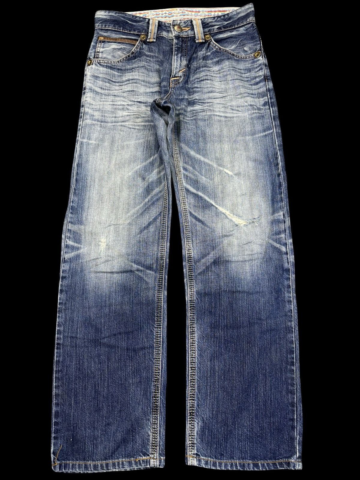 Edwin 💥Thrashed💥Wide Edwin Thrashed Style Distressed Denim F960 Size US 30 / EU 46 - 1 Thumbnail