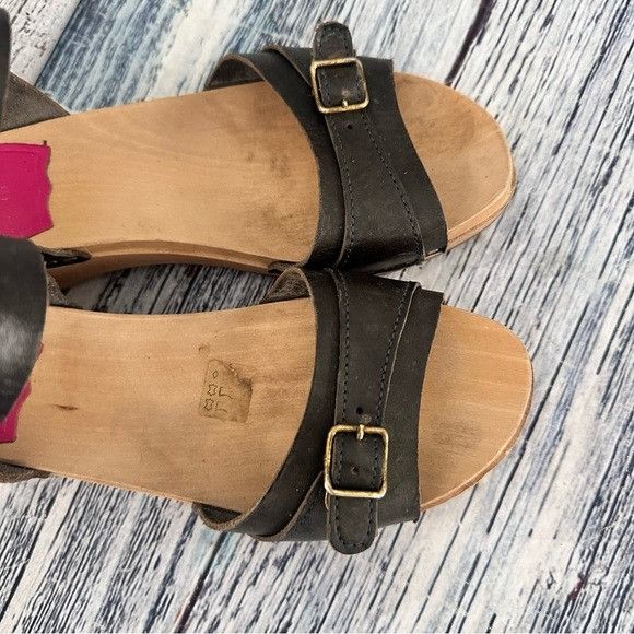 Swedish Hasbeens Swedish Hasbeens Black Leather Strappy Sandals Size US 6.5 / IT 36.5 - 2 Thumbnail
