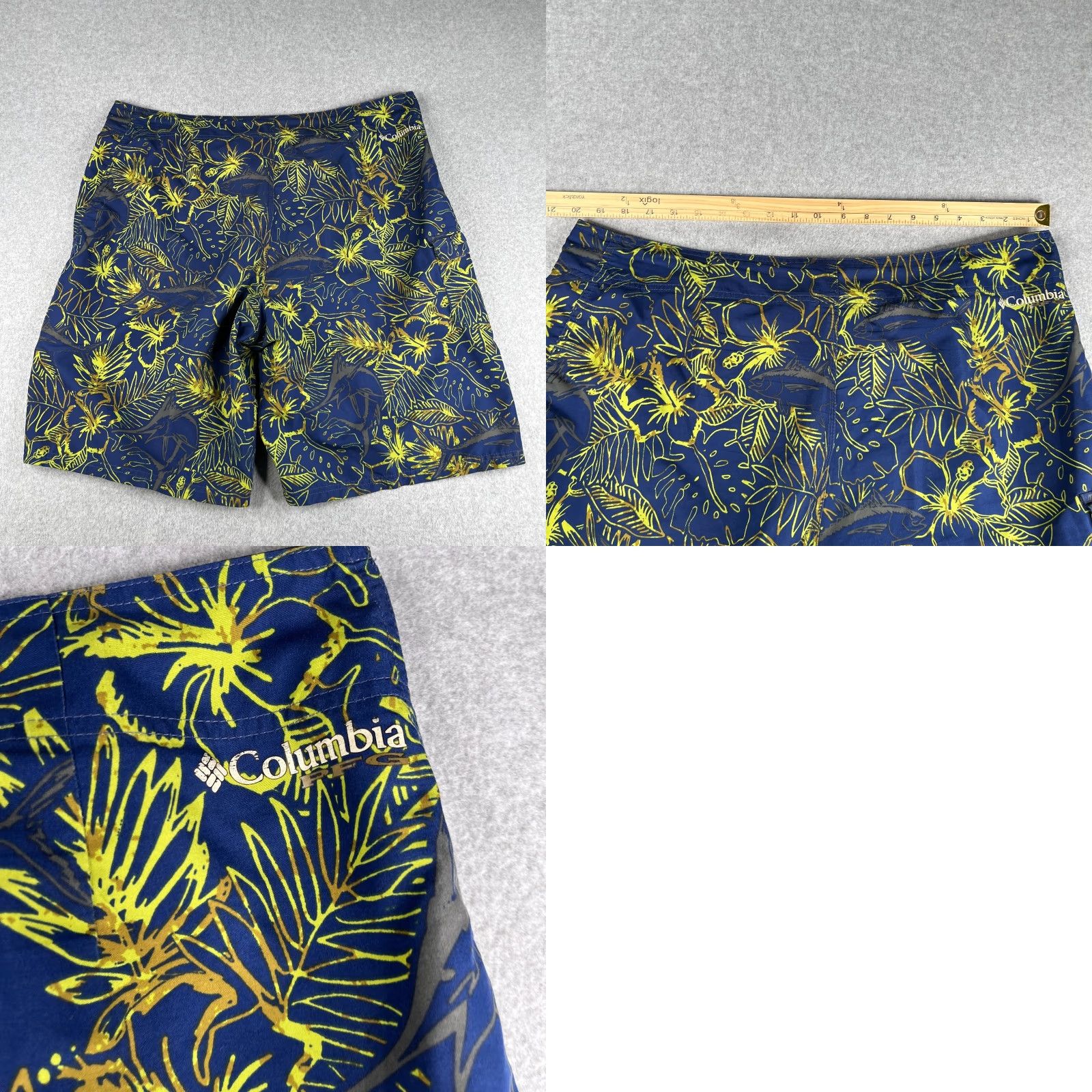 Vintage Columbia Men Board Shorts 40 Navy Blue Floral Beach Surfing Recreational Mens Size US 40 / EU 56 - 8 Thumbnail