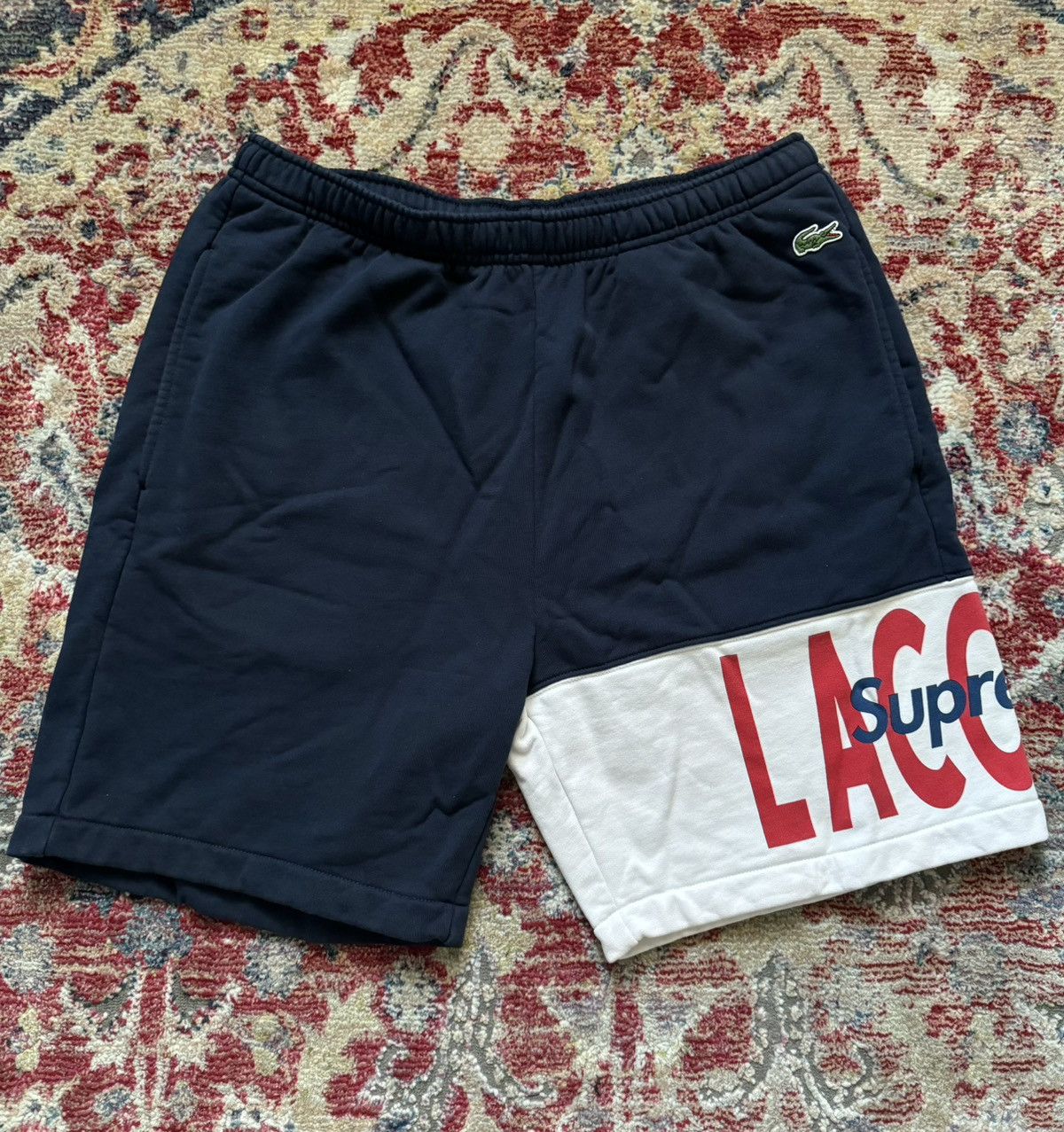 Supreme Supreme Lacoste Logo Panel Sweatshort - Navy size Small | Grailed