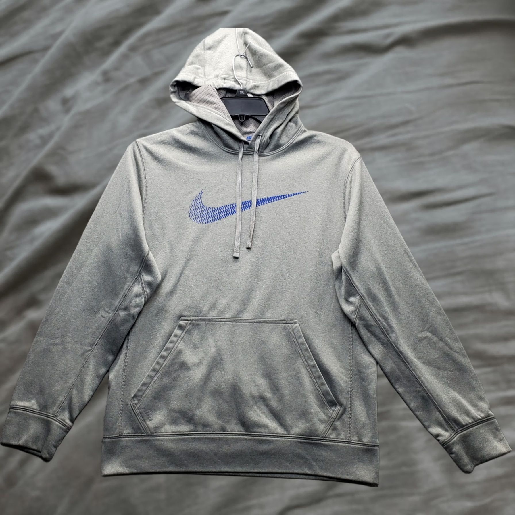 Nike Nike Training Hoodie Mens S Gray Therma Fit Spell-Out Drawstring Hoodie Size US S / EU 44-46 / 1 - 1 Thumbnail