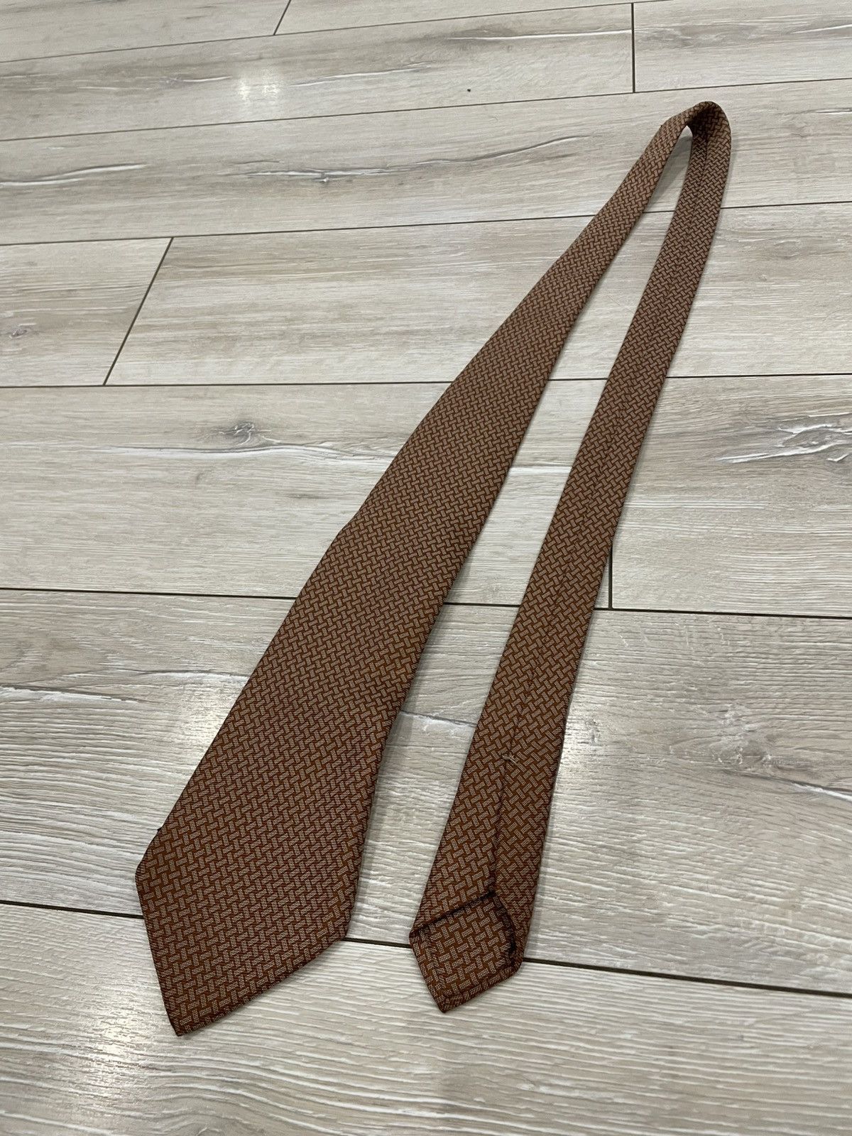 Kiton $330 KITON NAPOLI - Fold Tie Regimental Brown Silk / Linen Size ONE SIZE - 2 Thumbnail