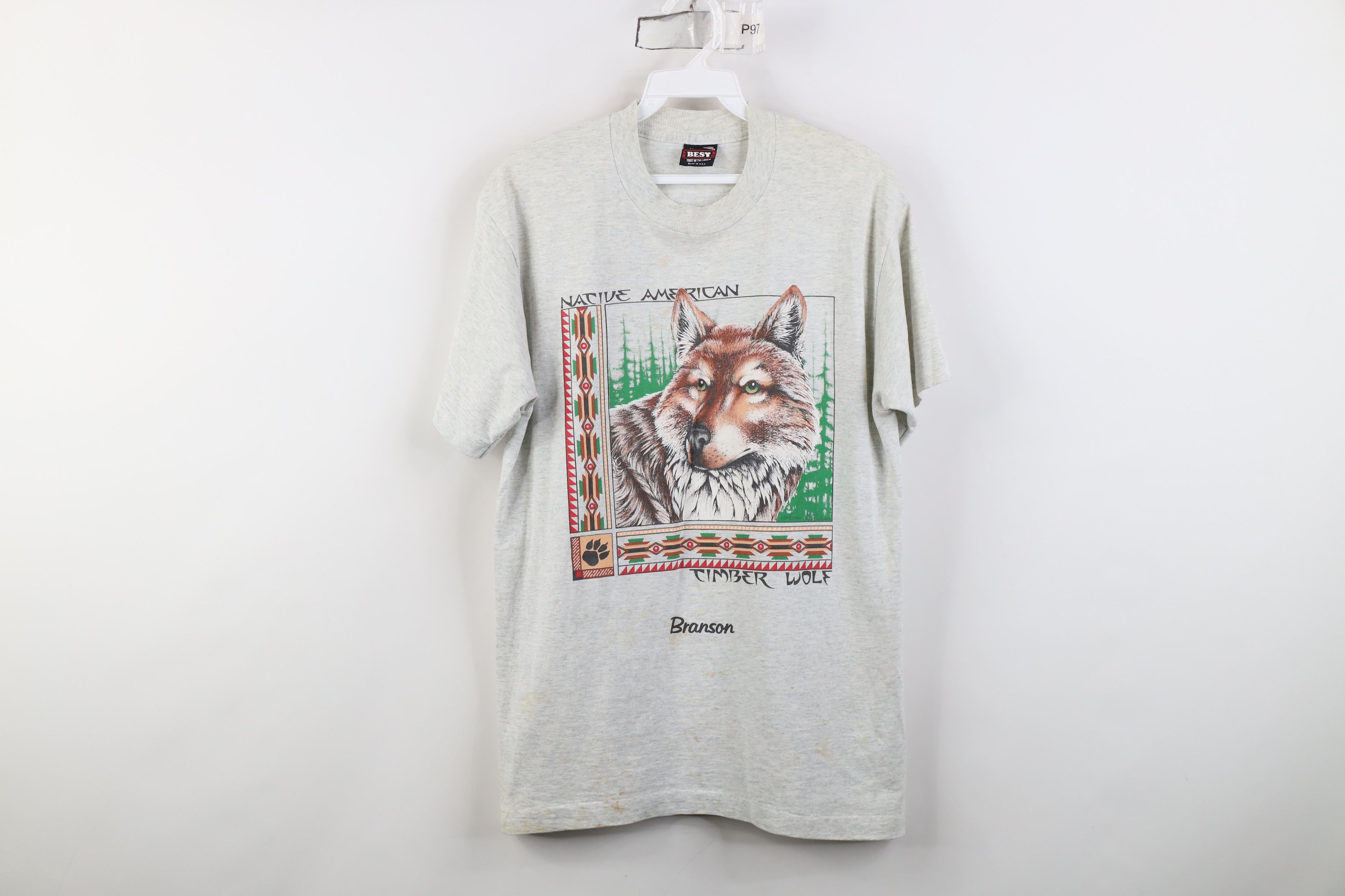 Vintage Vintage 90s Native American Timber Wolf Branson T-Shirt USA Size US M / EU 48-50 / 2 - 1 Thumbnail