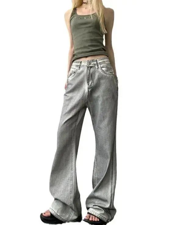 Japanese Brand Straight tube loose washed grey jeans Size US 32 / EU 48 - 5 Thumbnail
