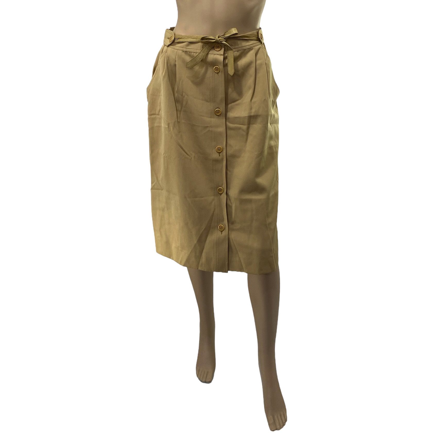 Gucci × Vintage GUCCI Vintage Light Brown Buttoned Wool Skirt Size 32" / US 10 / IT 46 - 1 Thumbnail