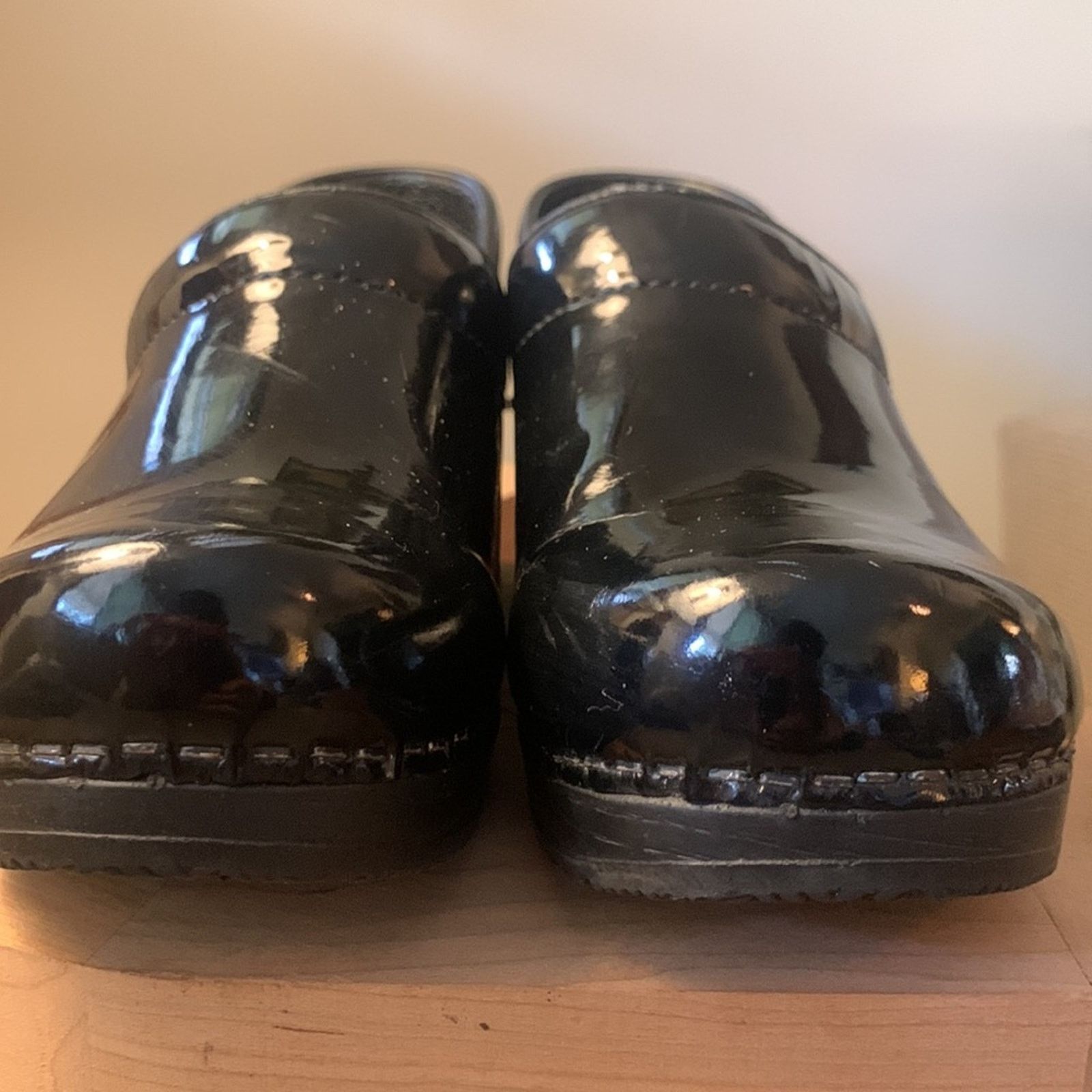 Vintage Sanita black patent Danish clogs Denmark Size US 4 / IT 34 - 6 Thumbnail