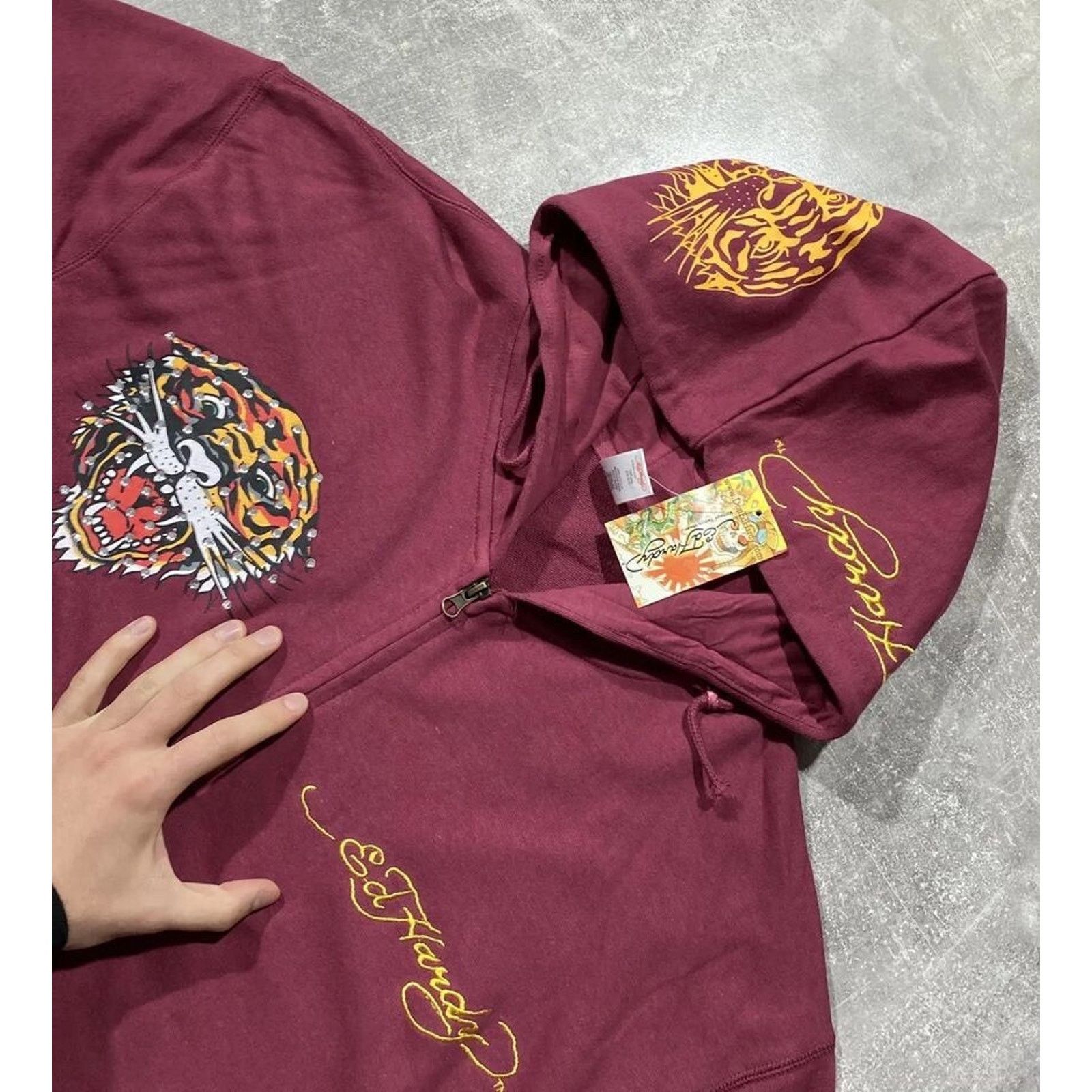 Vintage Vintage 00s Ed Hardy Tiger Tattoo Zip Hoodie Size US XXL / EU 58 / 5 - 3 Thumbnail