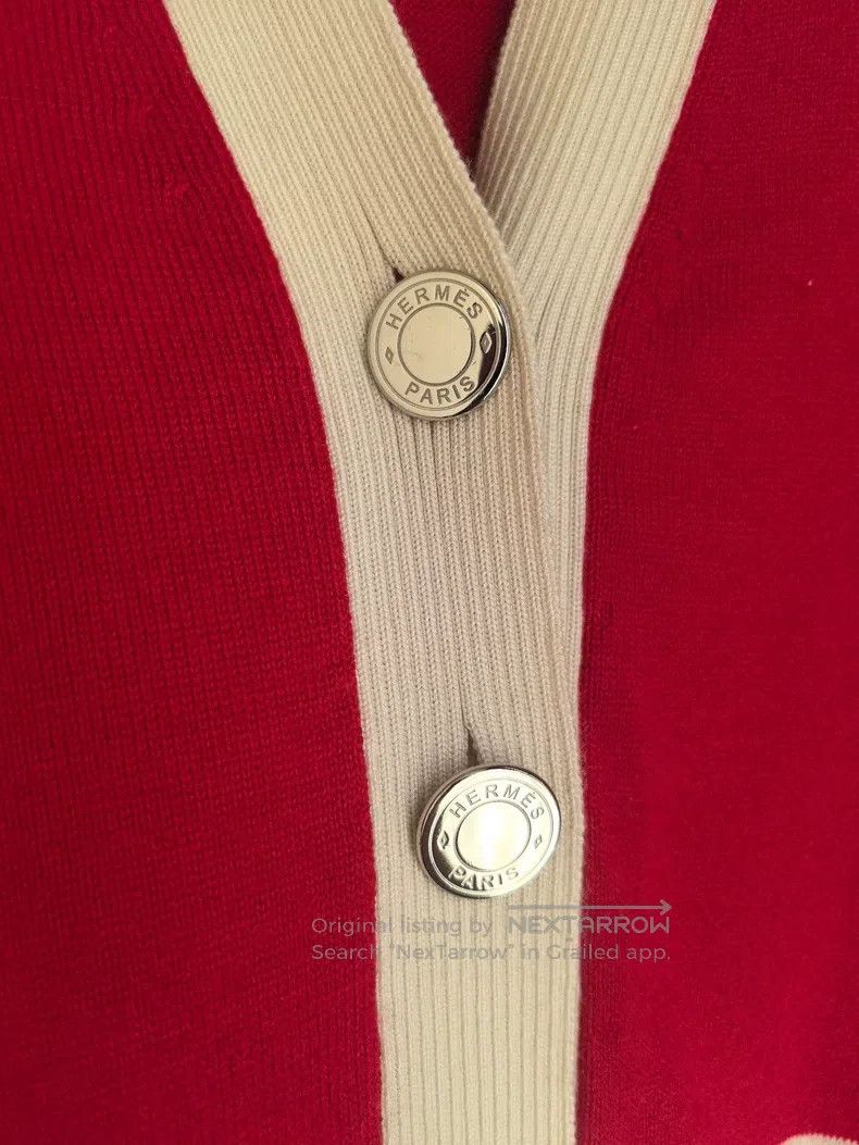 Hermes Hermes Red women's pig nose half-sleeve cashmere sweater t Size XS / US 0-2 / IT 36-38 - 4 Thumbnail