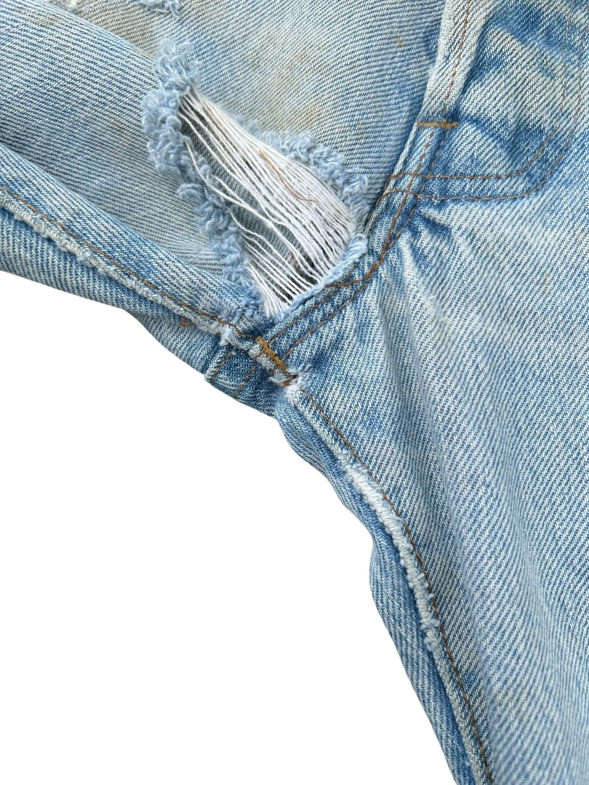 Kapital 80's THRASHED Levis 6 Selvedge Distressed Dirty Denim Jeans Size US 30 / EU 46 - 15 Thumbnail